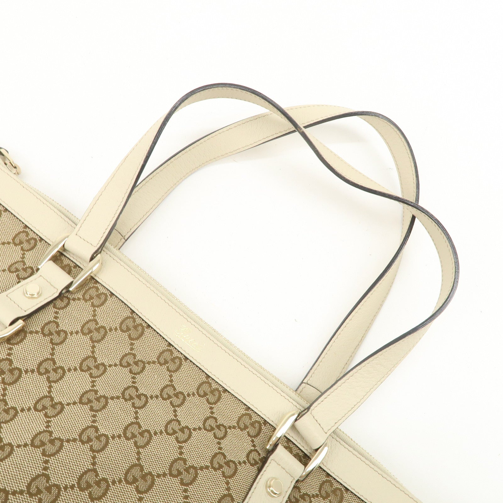 GUCCI Abbey GG Canvas Leather Tote Bag Shoulder Bag Brown 141470