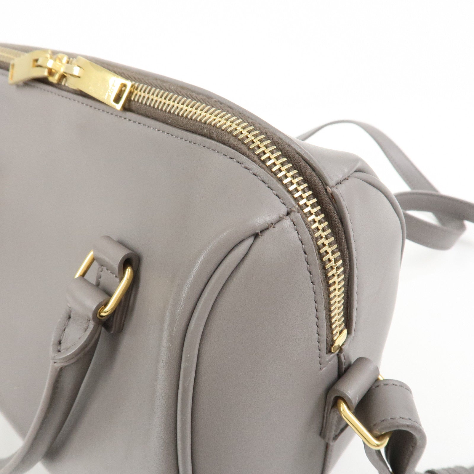 SAINT LAURENT PARIS Baby Duffle Leather 2WAY Hand Bag Gray 330958