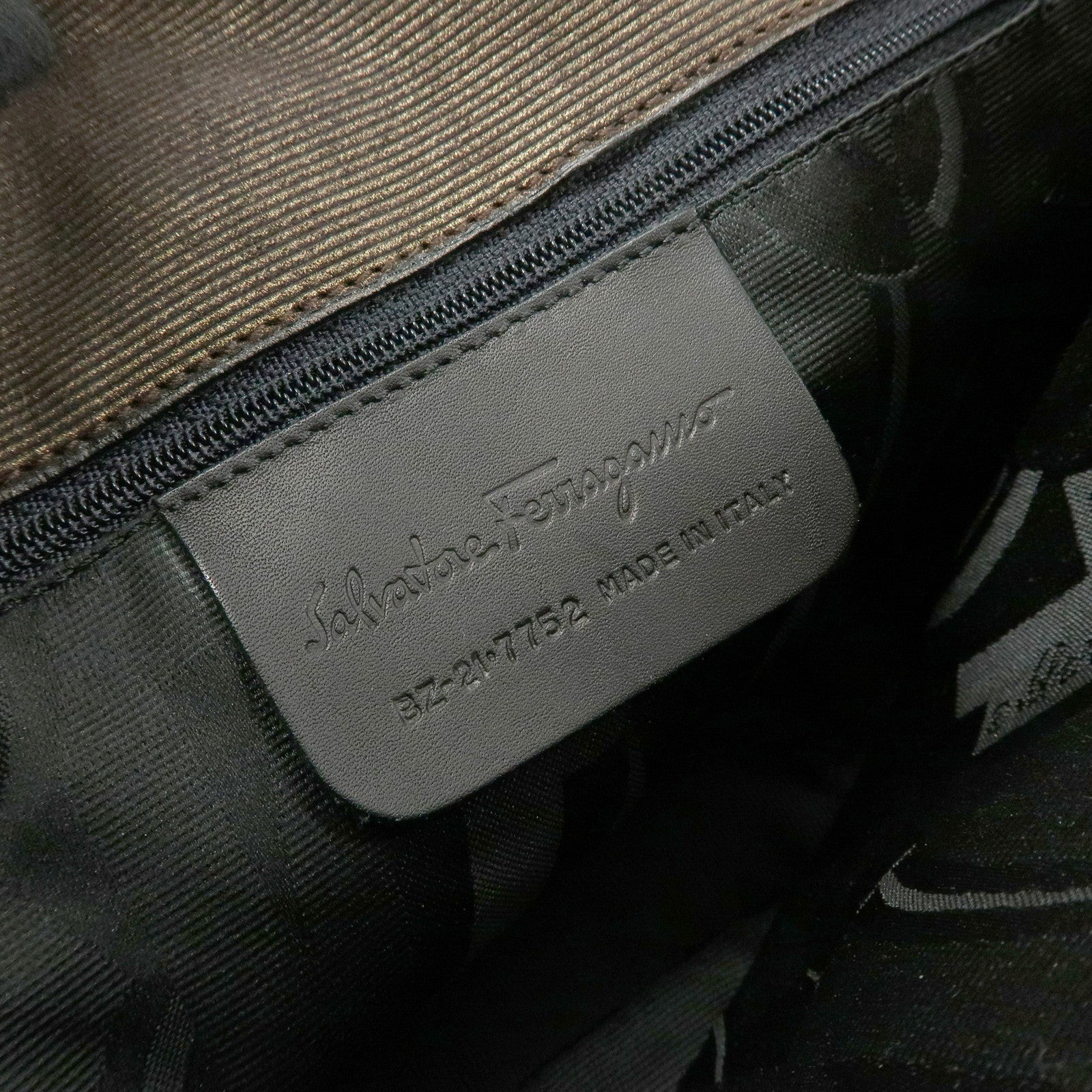 Ferragamo Logo Gancini Canvas Leather Shoulder Bag Brown