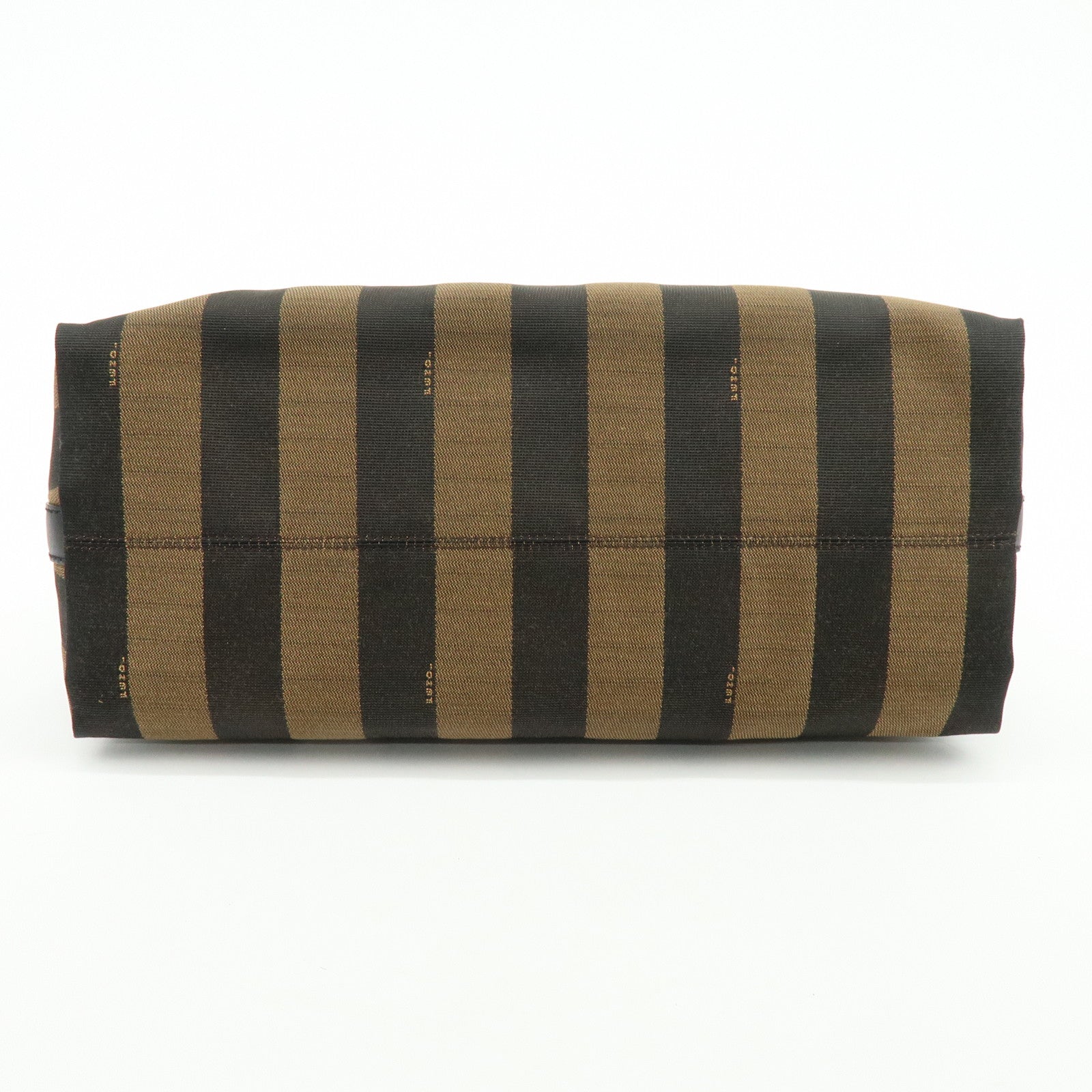 FENDI Pequin Canvas Leather Shoulder Bag Hand Bag Brown Red 8BR653