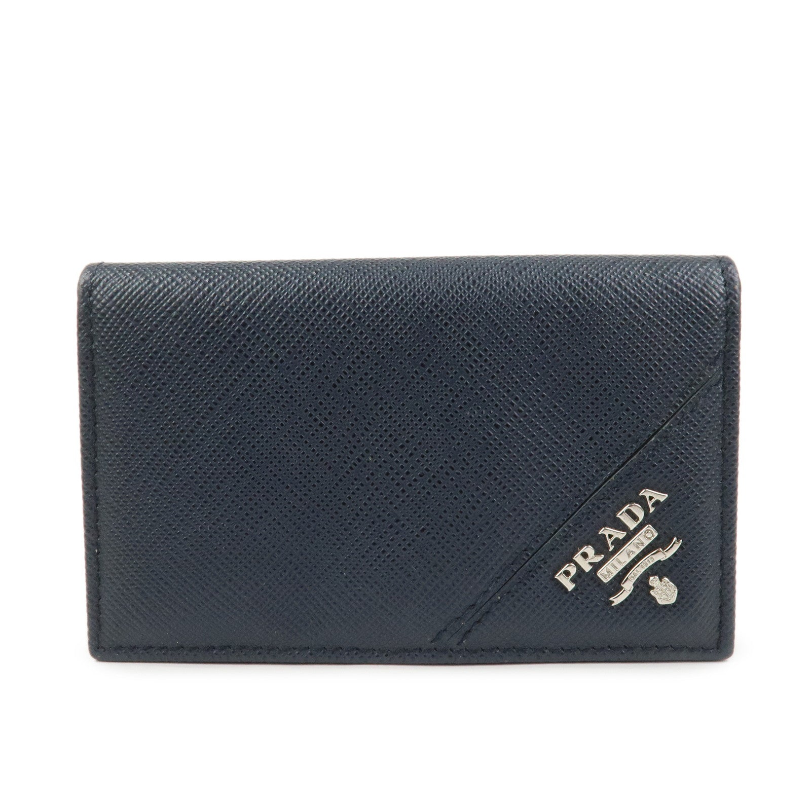 PRADA Saffiano Leather Card Case Card Holder Navy 2MC122