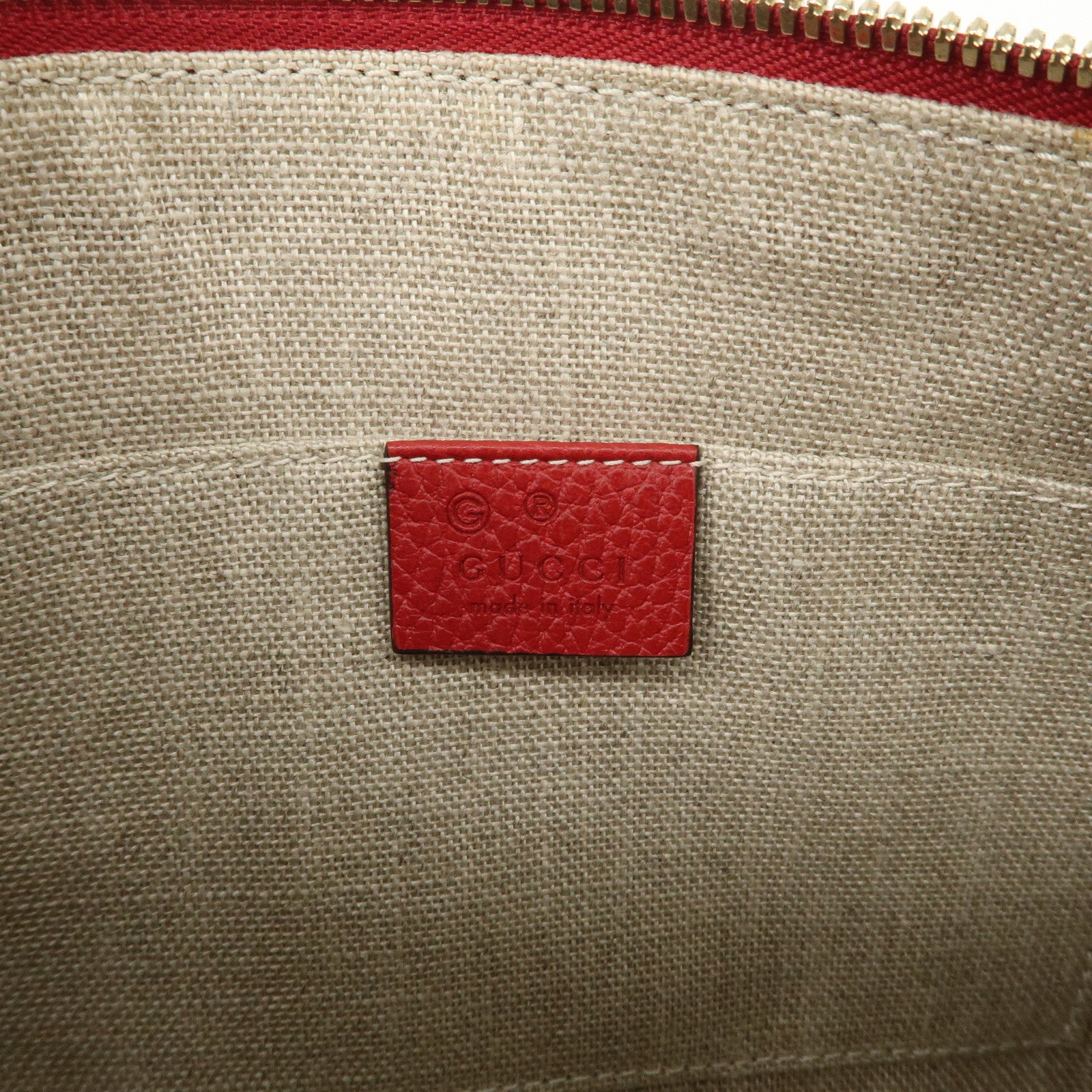 GUCCI Bamboo Leather Clutch Bag Pouch Red 449652