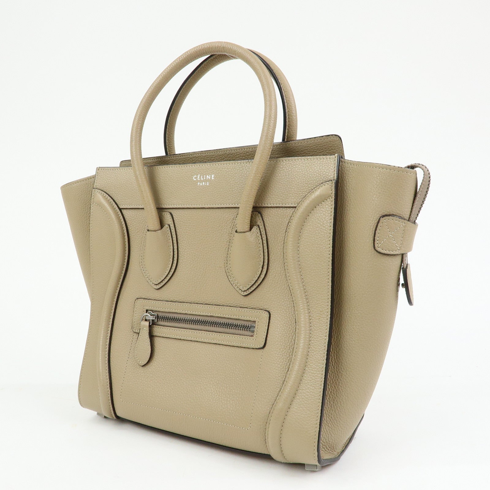 CELINE Luggage Calf Leather Tote Bag Hand Bag Beige