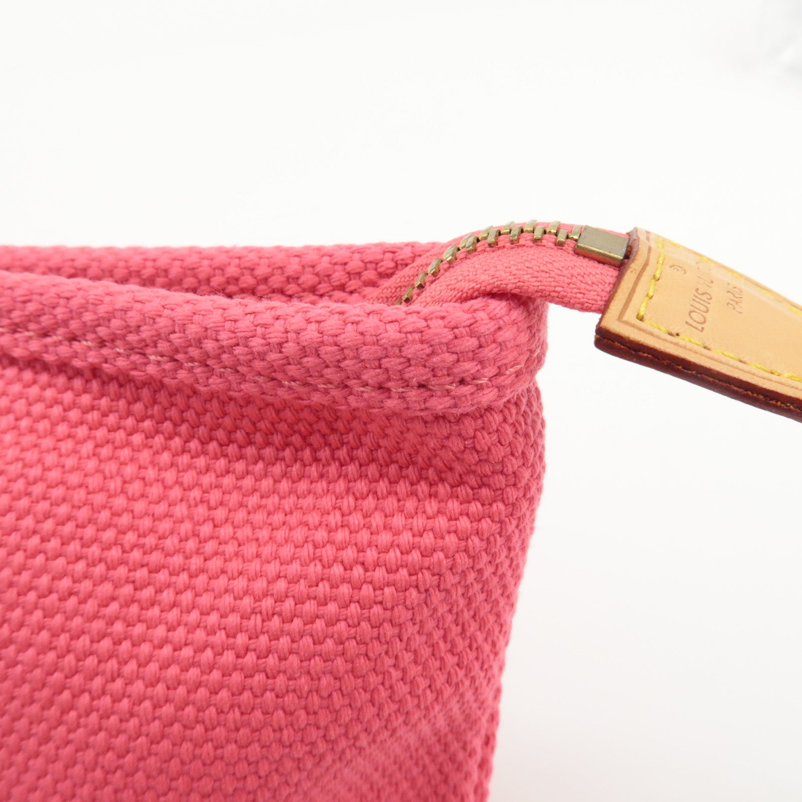 Louis Vuitton Antigua Canvas Leather Pochette Plat PM Pink M40068 Used