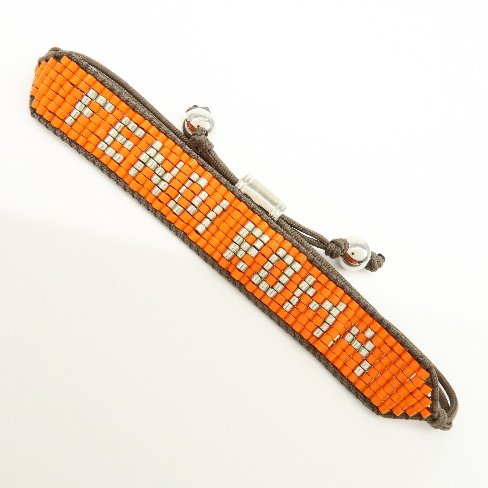 FENDI Beads Nylon Code Bracelet Orange Khaki MV0223