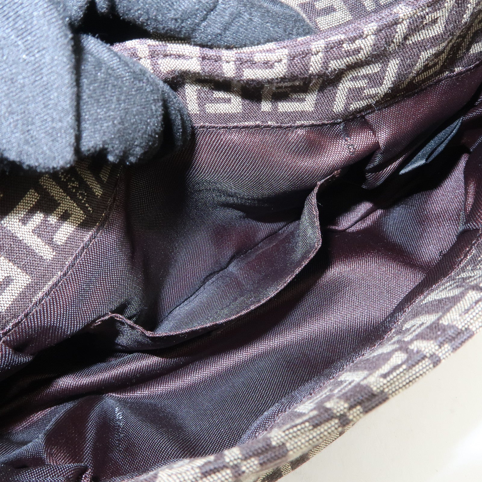 FENDI Zucchino Shoulder Bag Hand Bag Brown Silver 8BR353