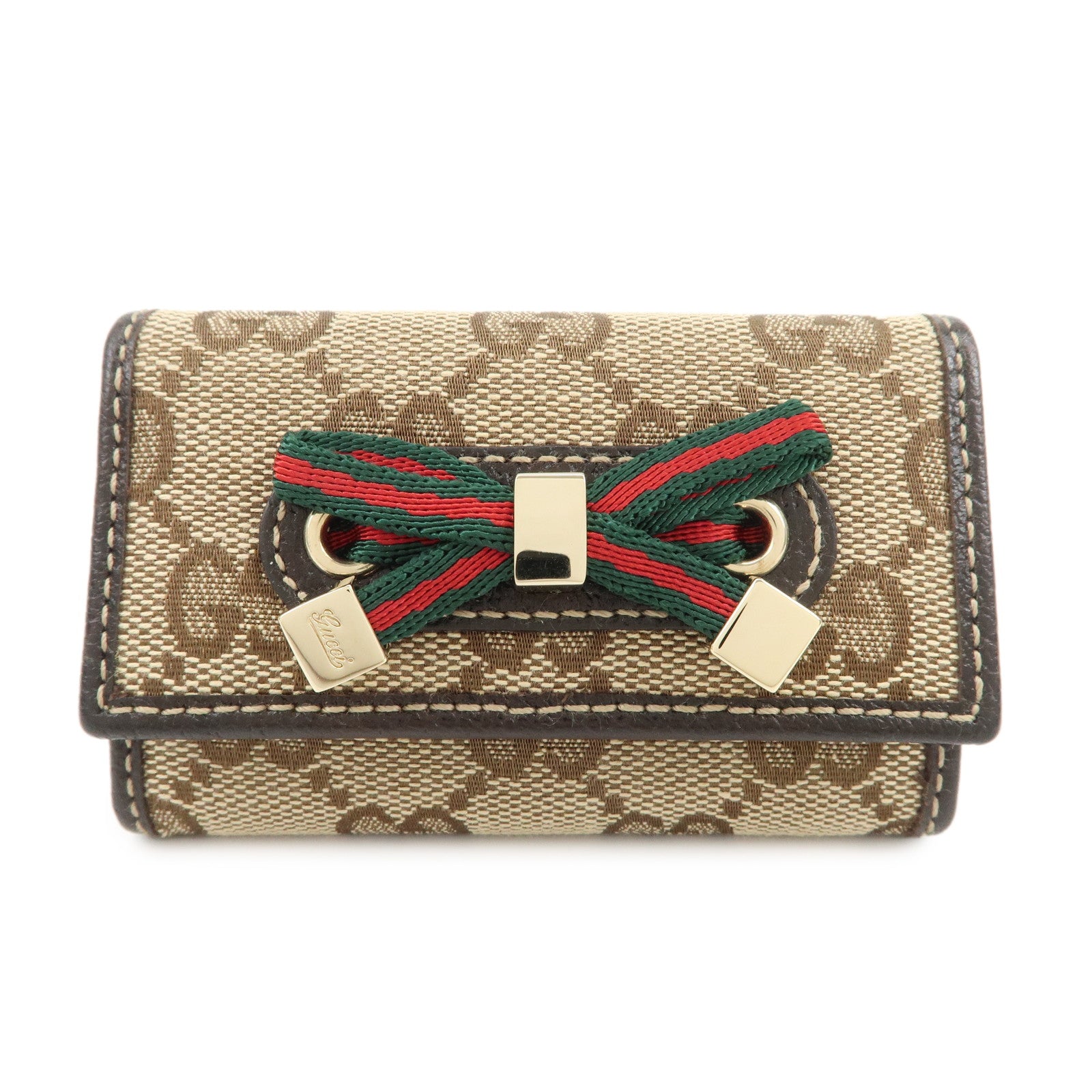 GUCCI Princy Sherry GG Canvas Leather 6 Rings Key Case Brown 162770