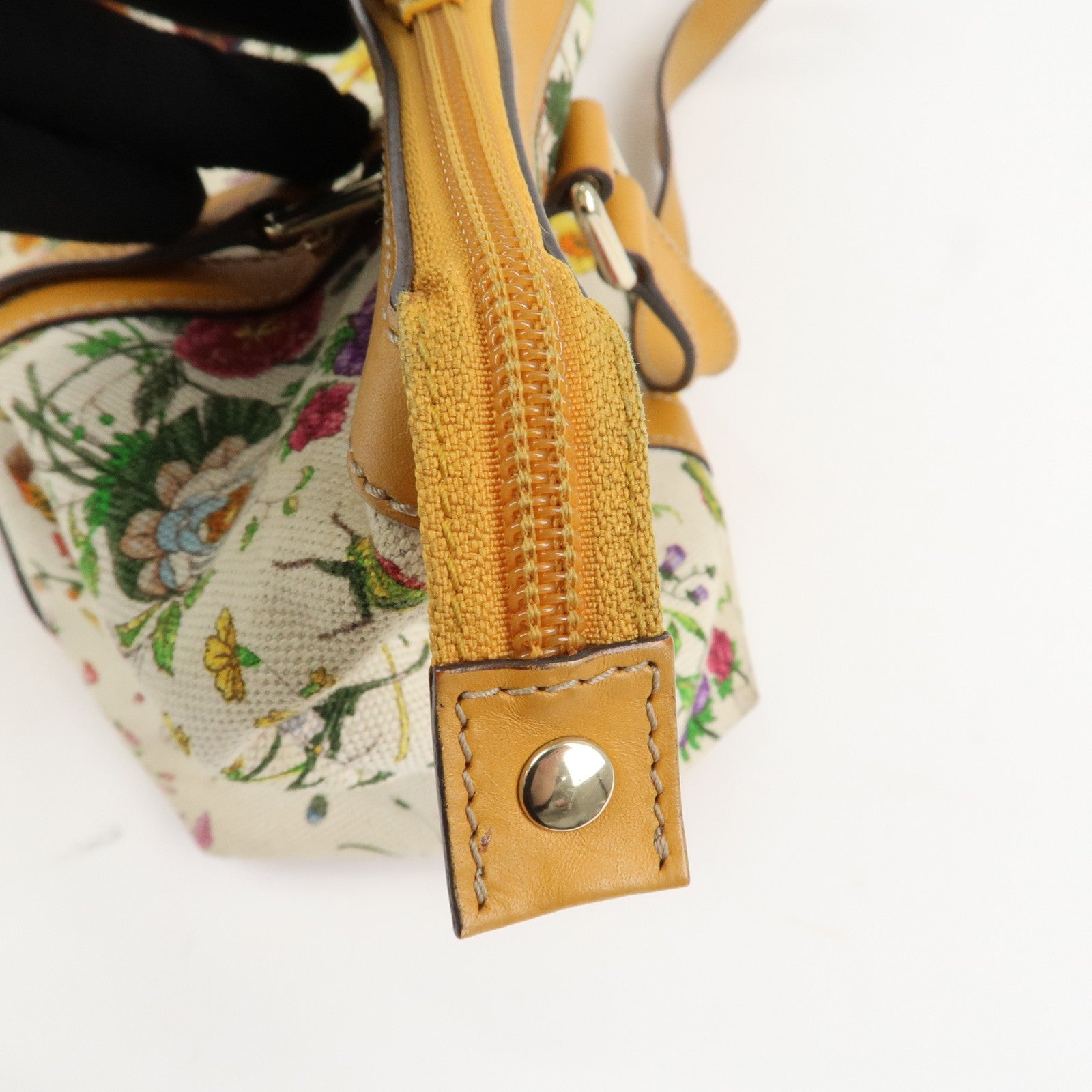 GUCCI Abbey Canvas Leather Tote Bag Shoulder Bag Flora 272399