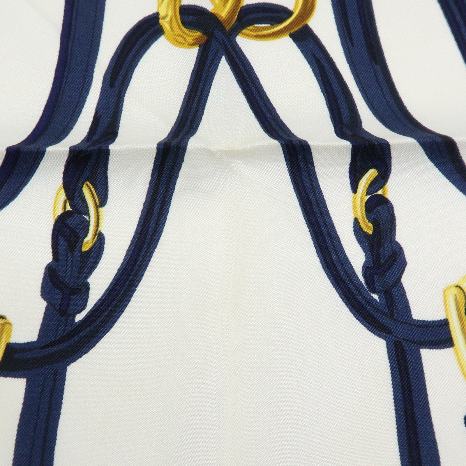 HERMES Carre 90 Silk 100% Scarf BRIDES DE GALA Navy Gold