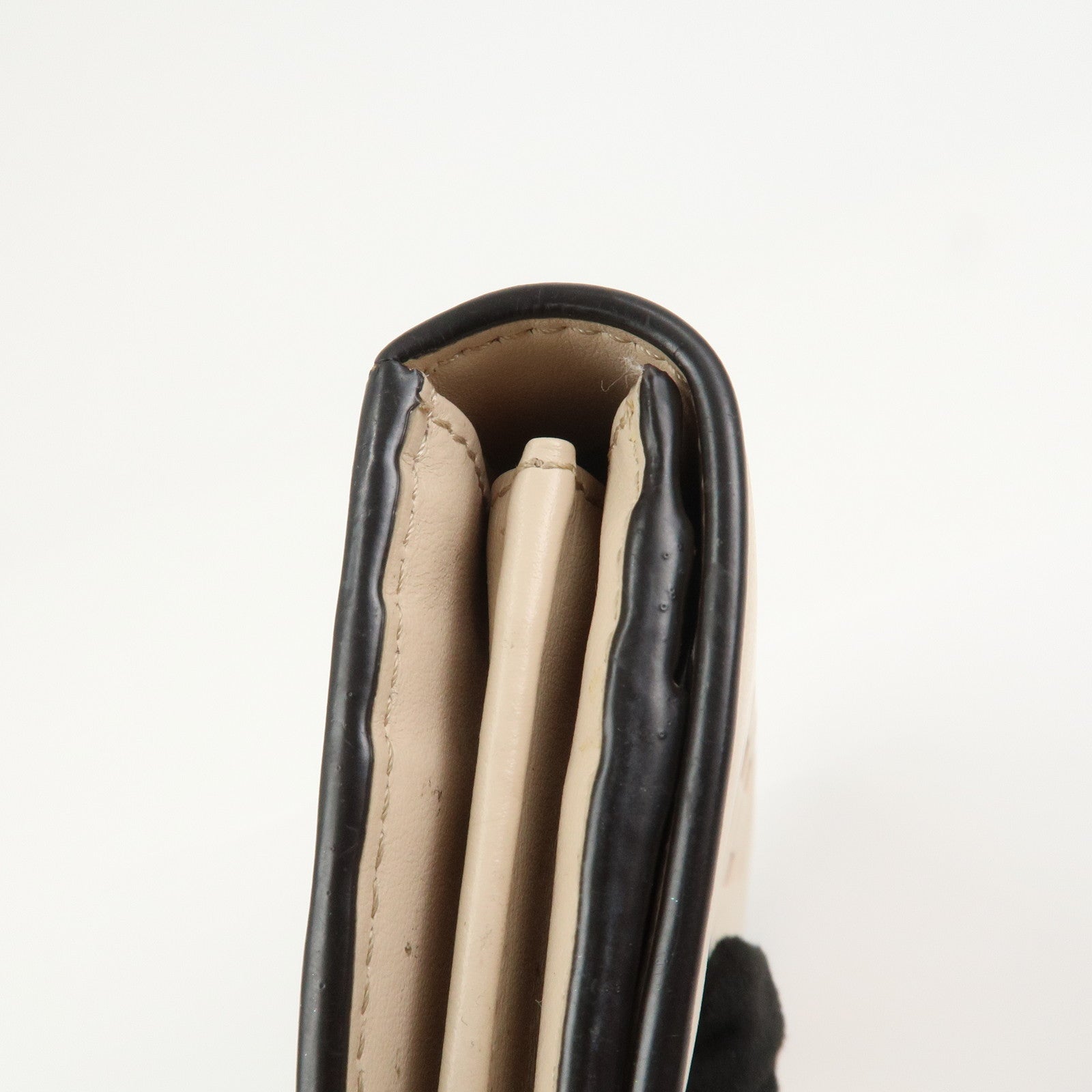 FENDI Logo Leather Flap Continental Long Wallet Beige 8M0251