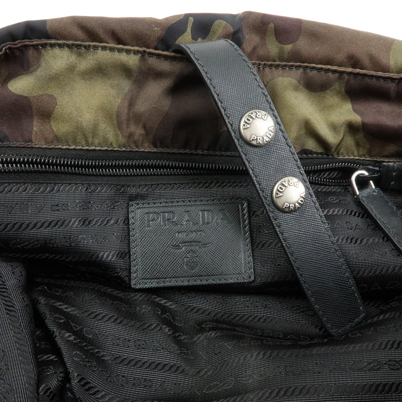 PRADA Triangle Logo Camouflage Nylon Saffiano Leather Shoulder Bag