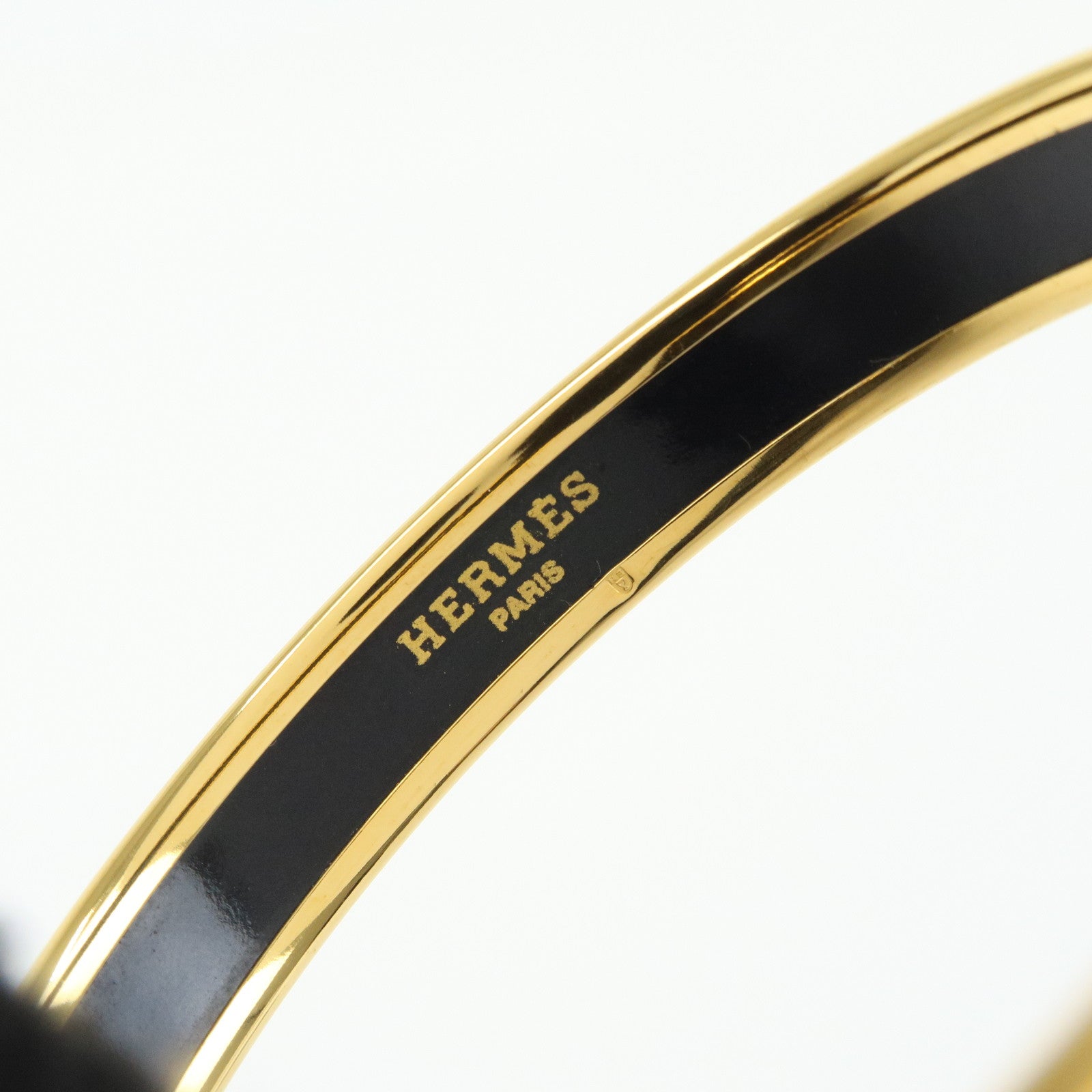 HERMES Email PM Plated Bracelet Bangle Gold Yellow