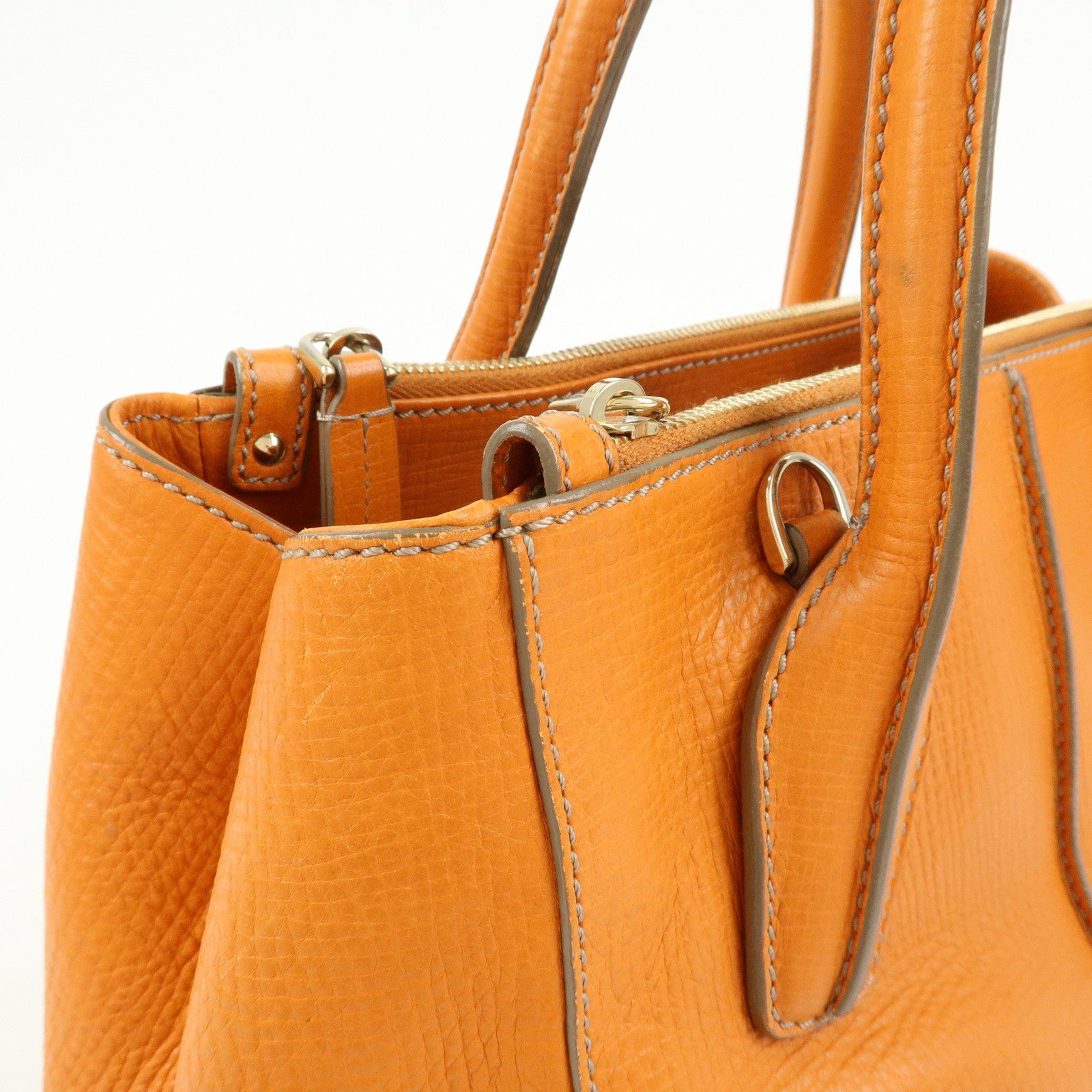 TOD'S D Styling Leather 2Way Bag Hand Bag Shoulder Bag Orange