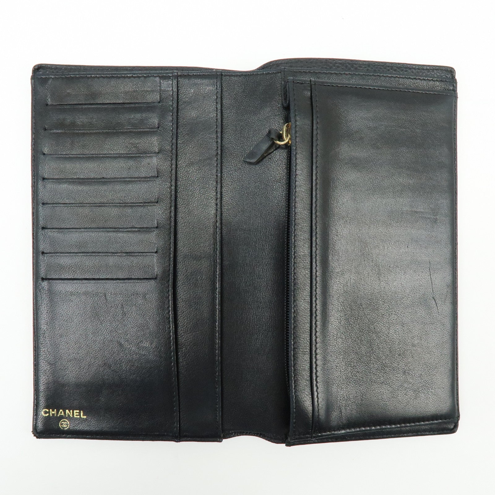 Chanel COCO Mark Caviarskin Long Flap Wallet Black