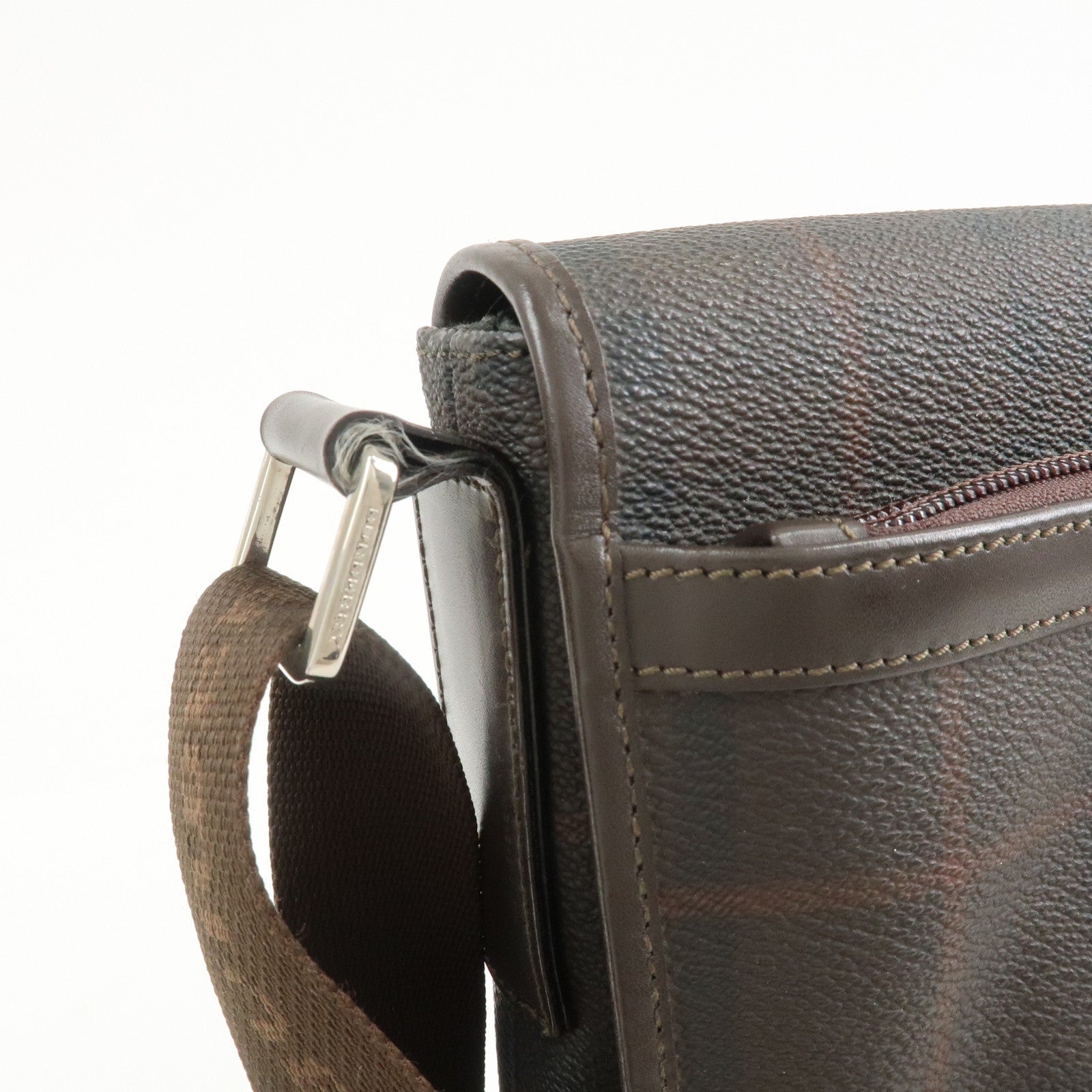 BURBERRY PVC Canvas Leather Shoulder Bag Crossbody Bag Brown