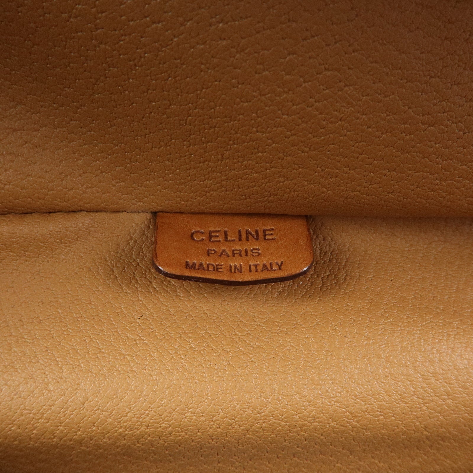 CELINE Macadam PVC Leather Hand Bag Vanity Bag Brown