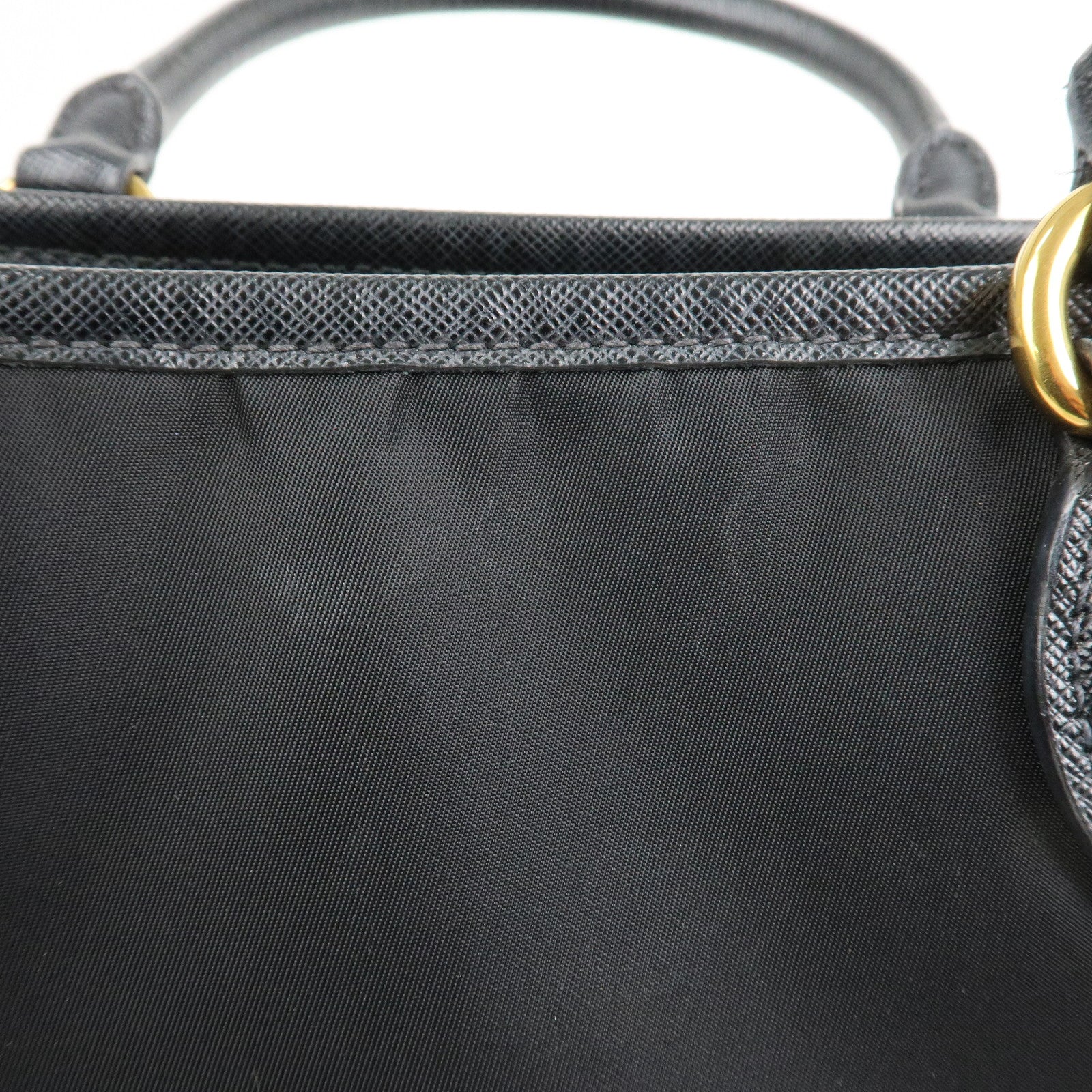 PRADA Logo Nylon Leather 2Way Hand Bag Shoulder Bag Black 1BA173