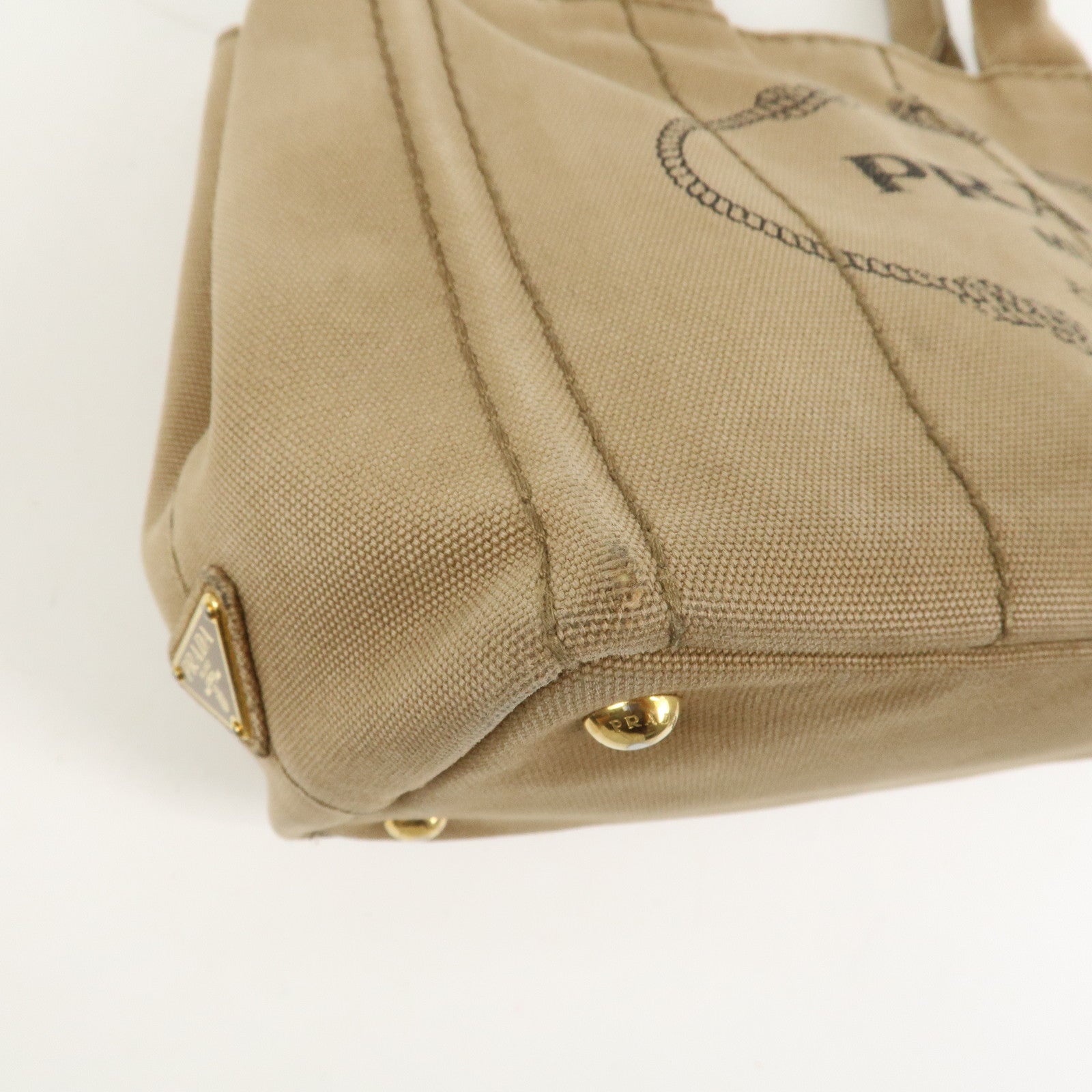 PRADA Logo Canapa Mini Canvas 2Way Bag Hand Bag Beige 1BG439