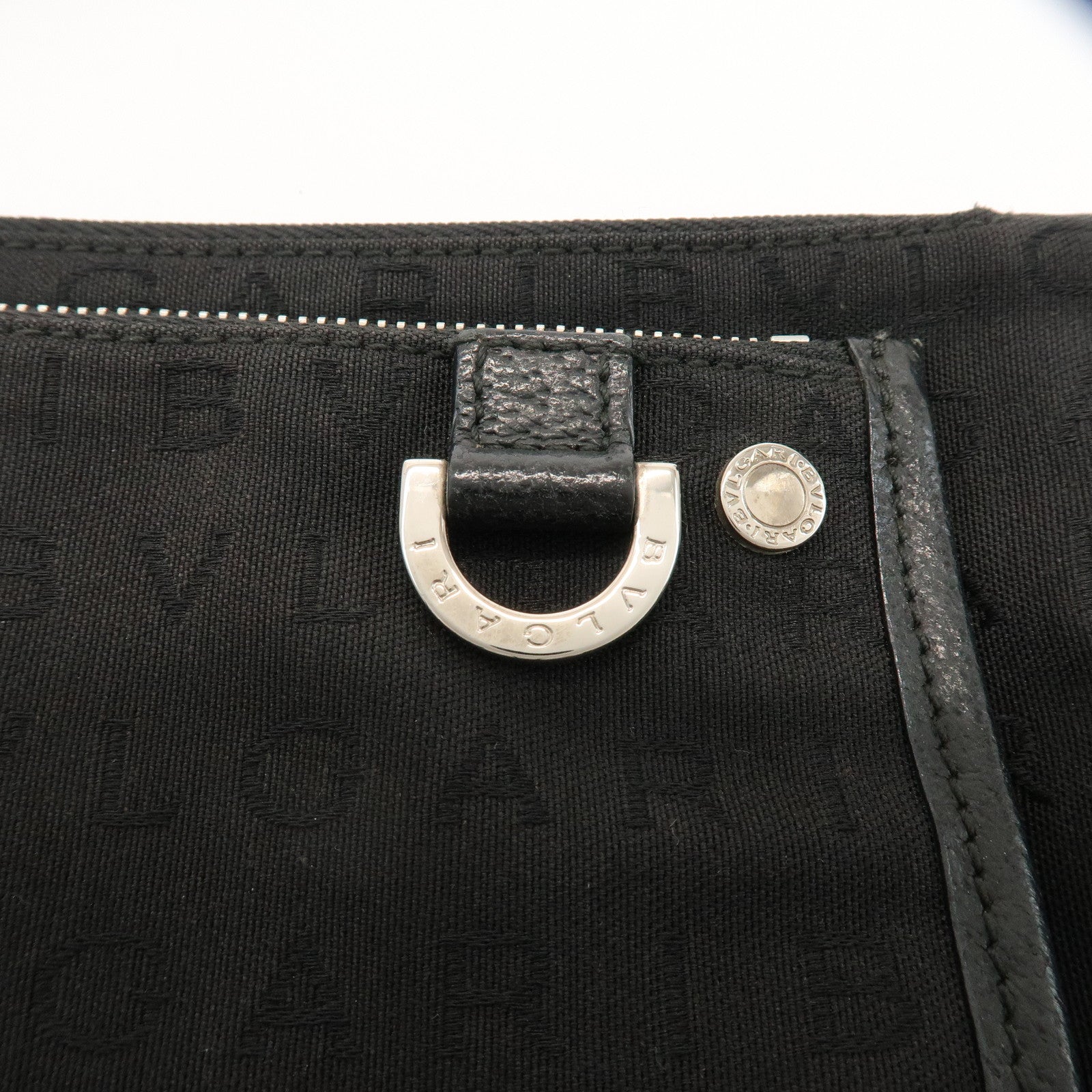 BVLGARI Logo Mania Canvas Leather Body Bag Waist Bag Black