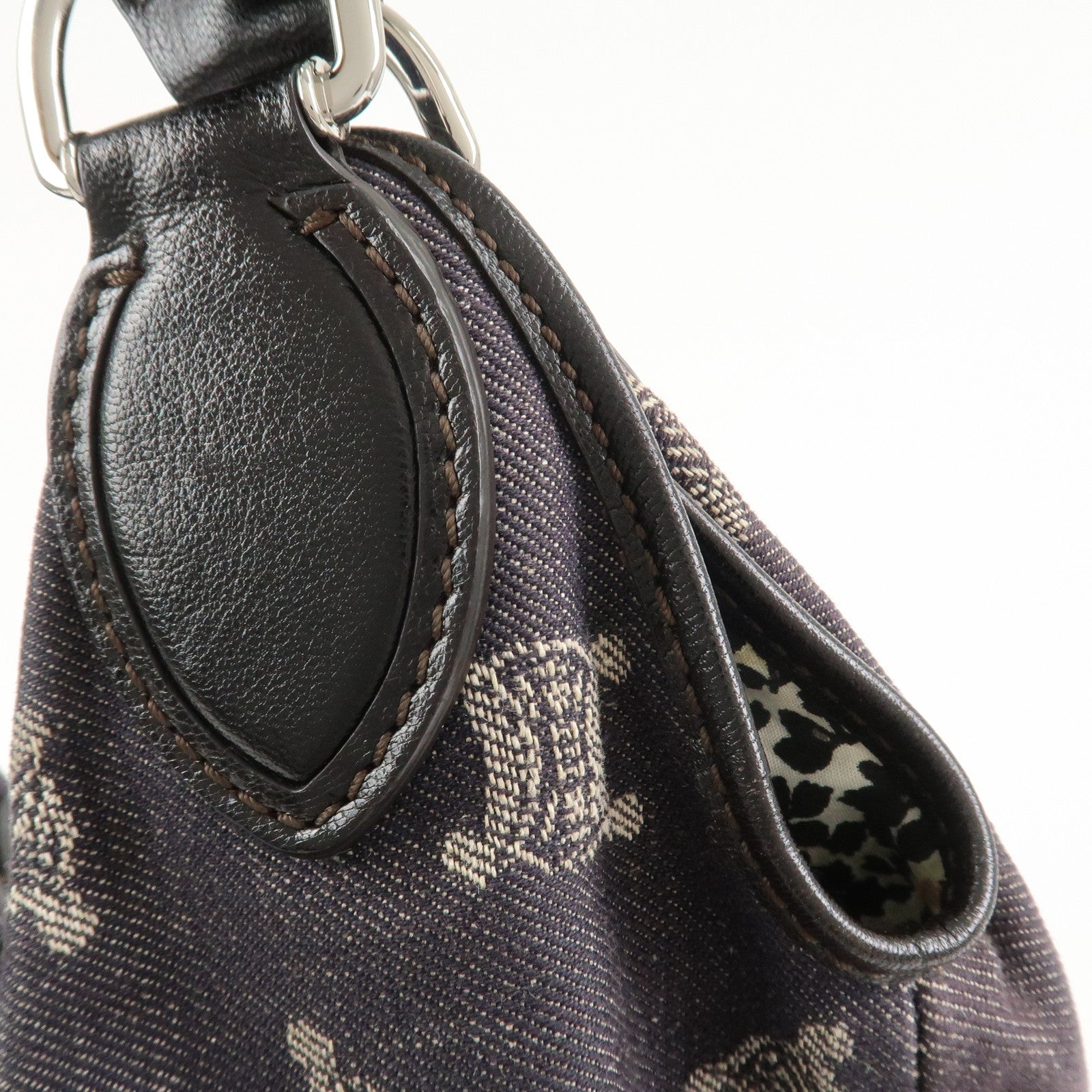 CELINE Macadam Denim Leather Shoulder Bag Hand Bag