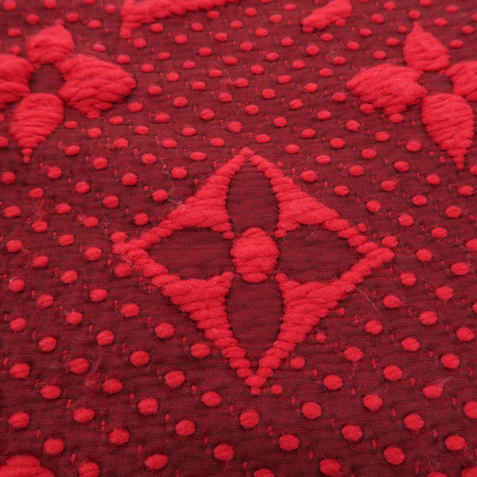 Louis Vuitton Echarpe Logomania Monogram Wool Silk Scarf Ruby Red