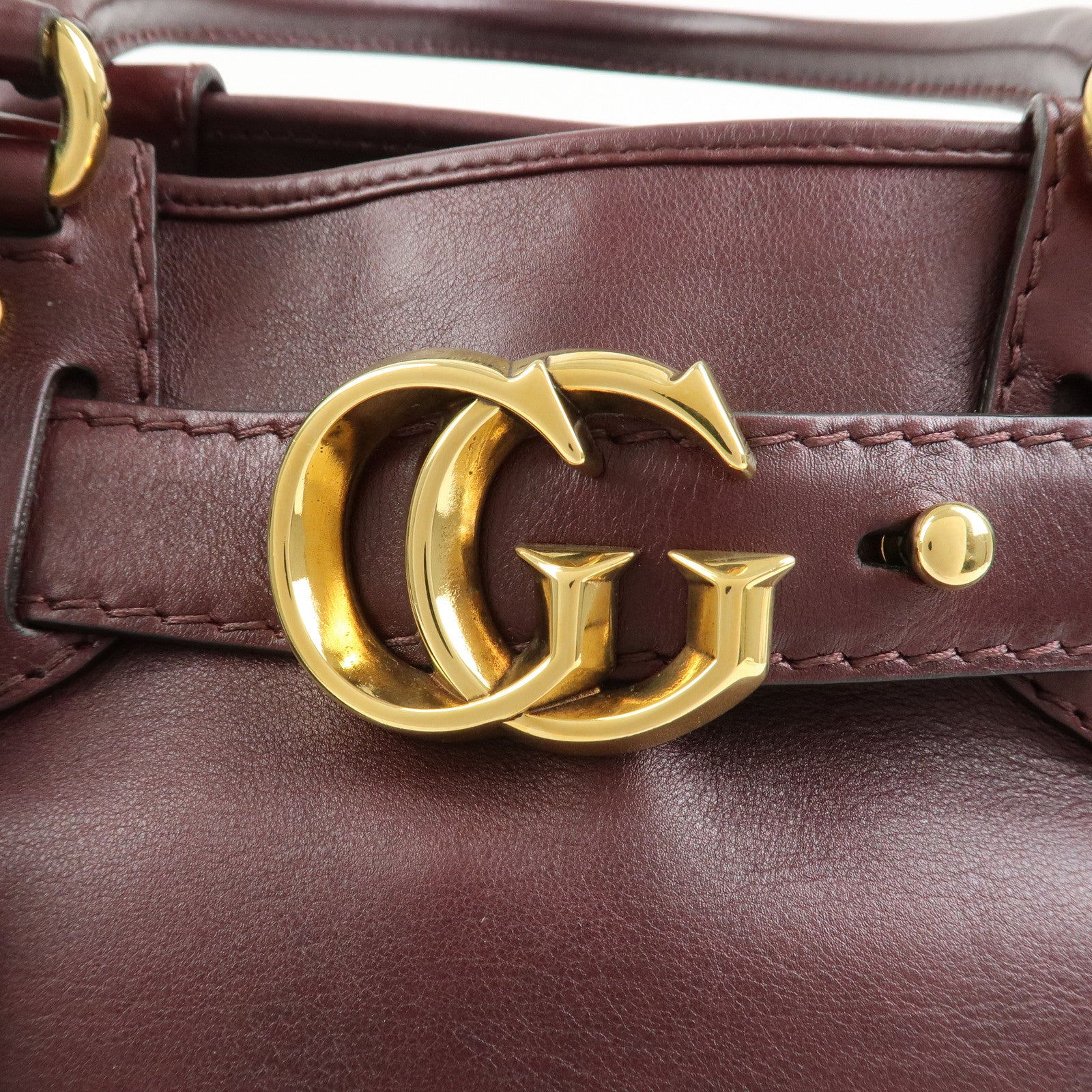 GUCCI GG Running Leather Tote Bag Hand Bag Wine Red 247183