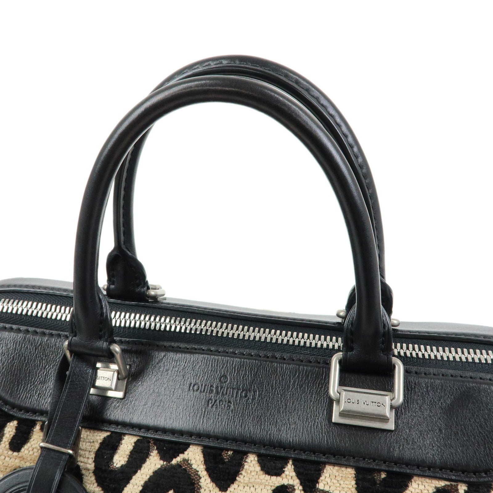 Louis Vuitton Speedy 30 Leopard Corduroy Leather Boston Bag M97396