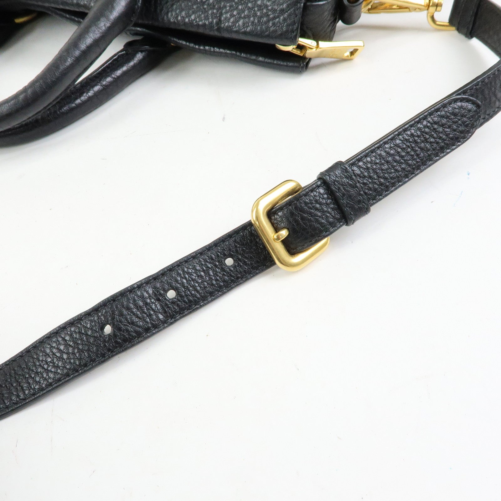 PRADA Logo Nylon Leather 2Way Shoulder Bag Hand Bag Black BN2032