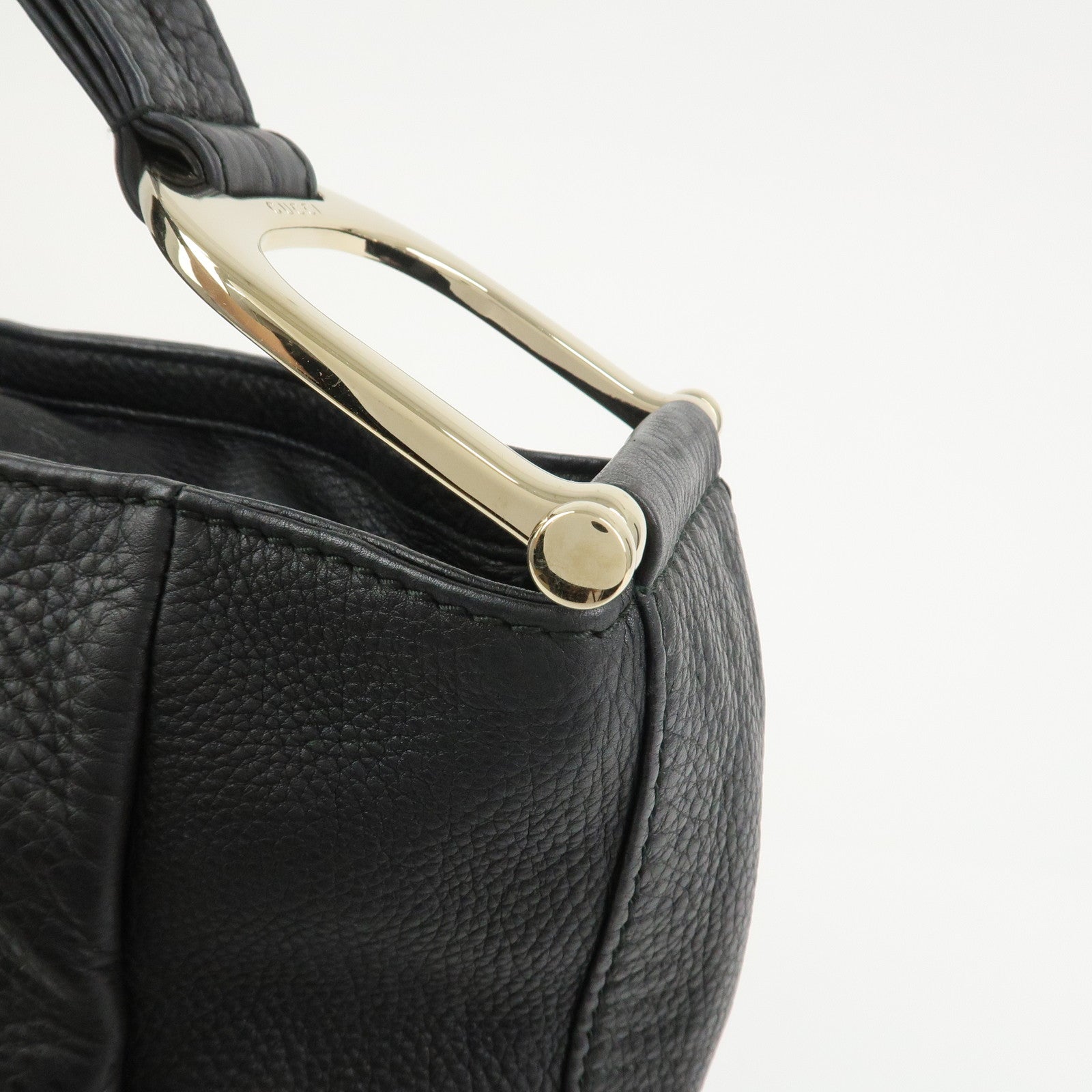 GUCCI Greenwich Logo Leather Shoulder Bag Hand Bag Black 257050