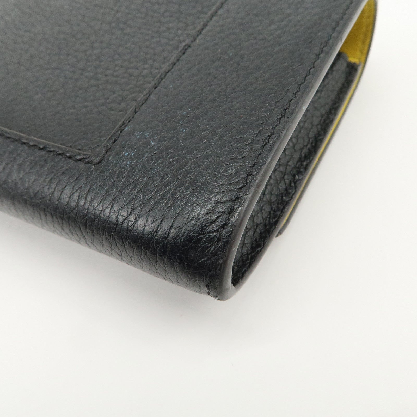 CELINE Logo Glen Calfskin Button Flap Long Wallet Navy