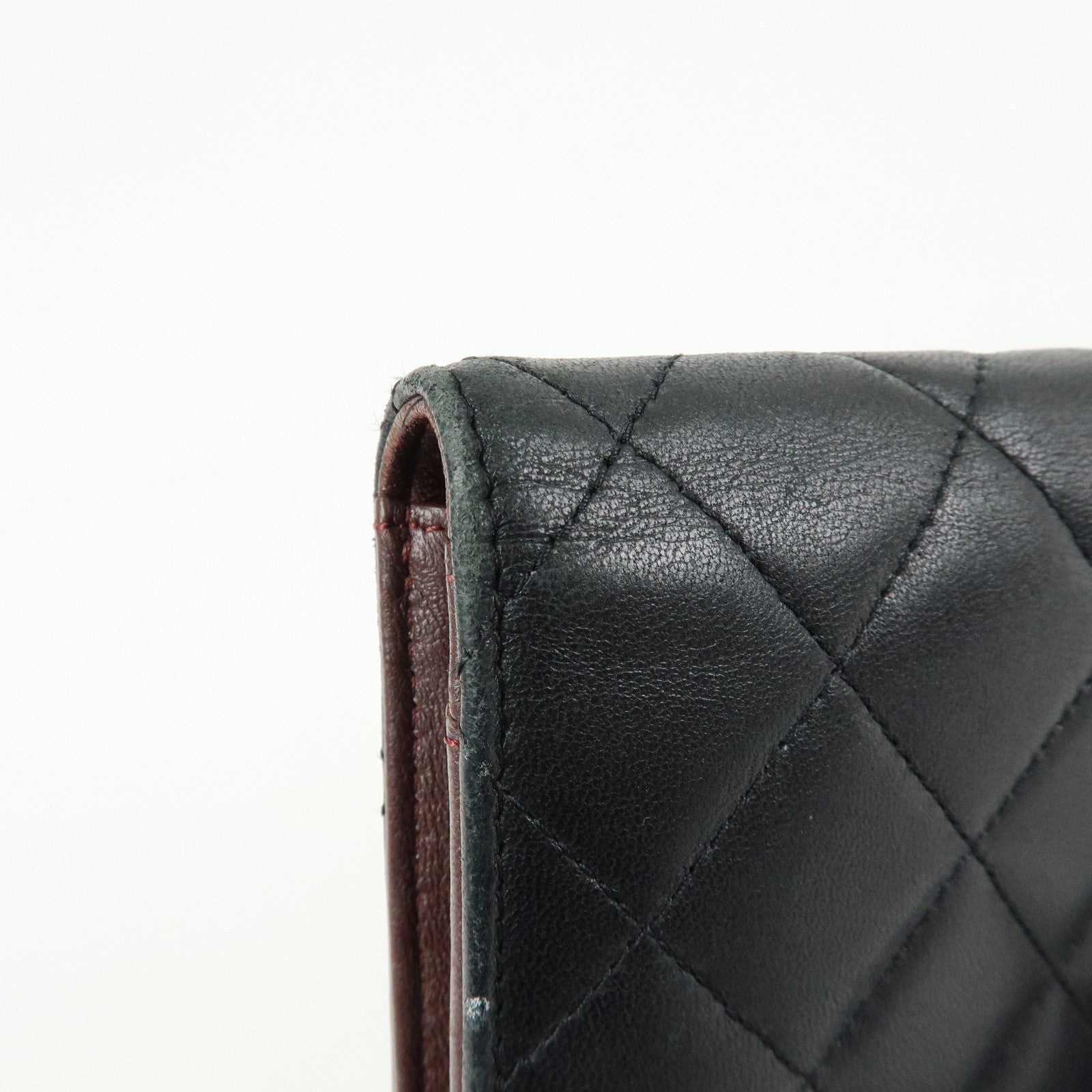 CHANEL Matelasse COCO Mark Lamb Skin Flap Bi-fold Long Wallet Black