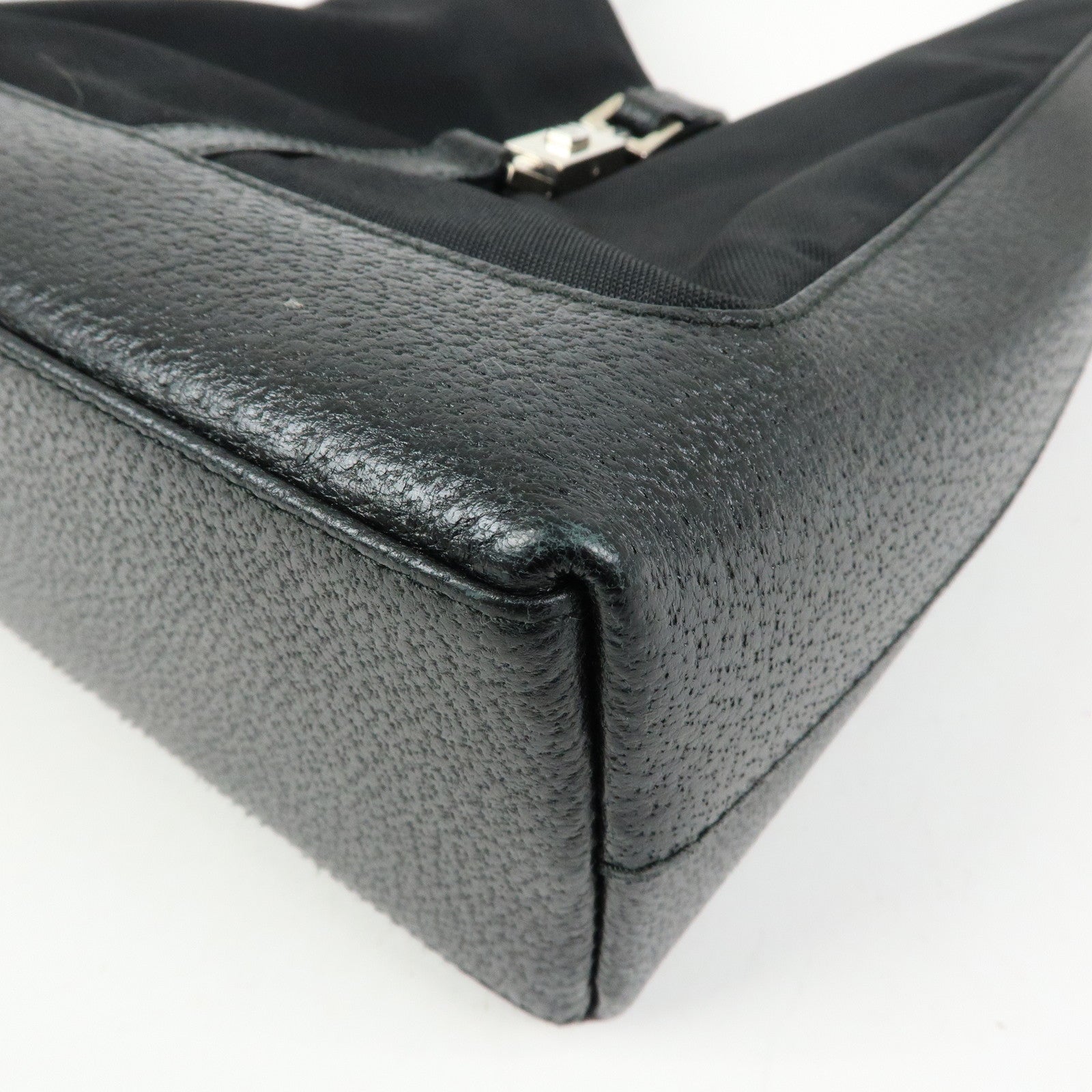 GUCCI Jackie Nylon Leather Shoulder Bag Hand Bag Black 001・3876