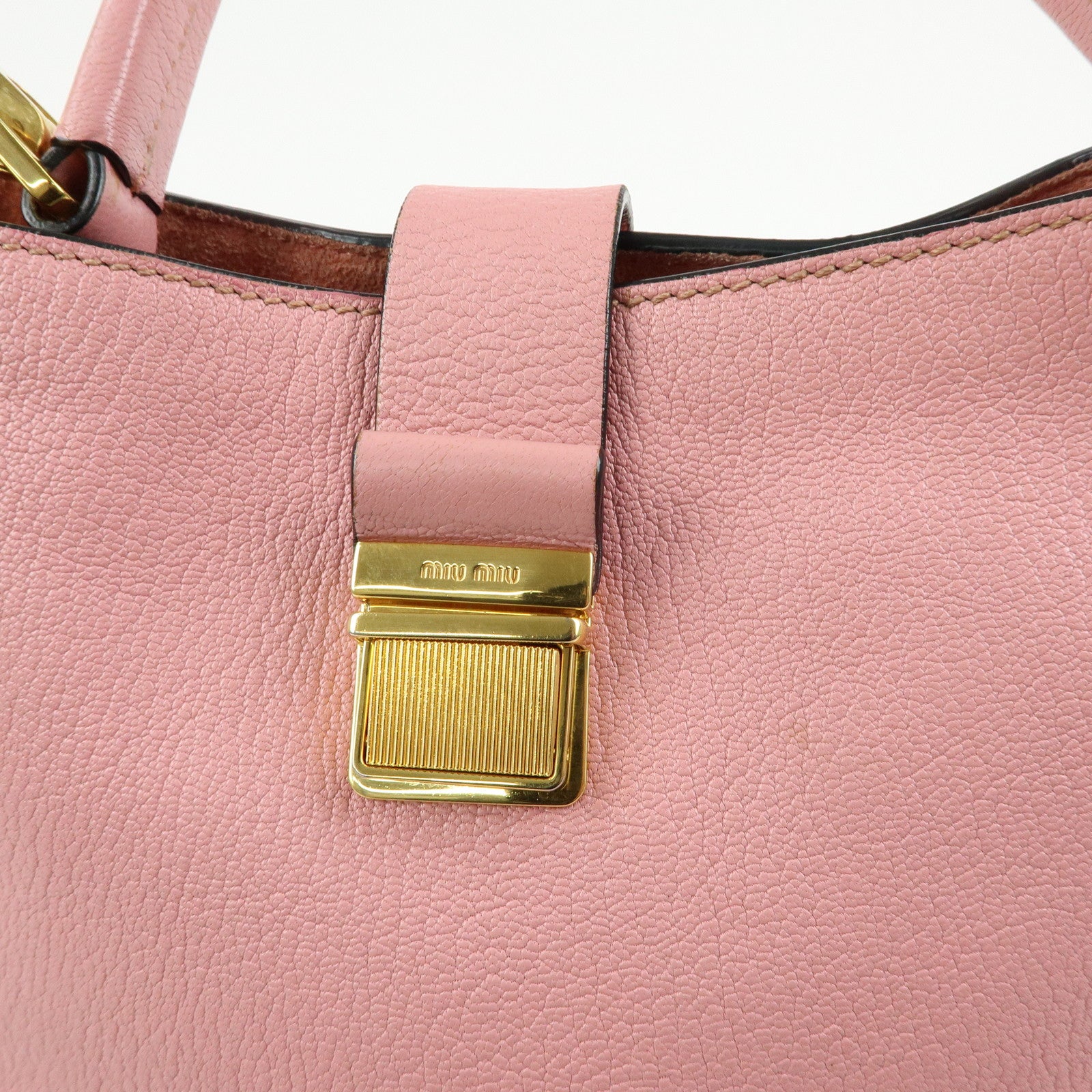 MIU MIU Madras Leather 2Way Bag Hand Bag Shoulder Bag Pink