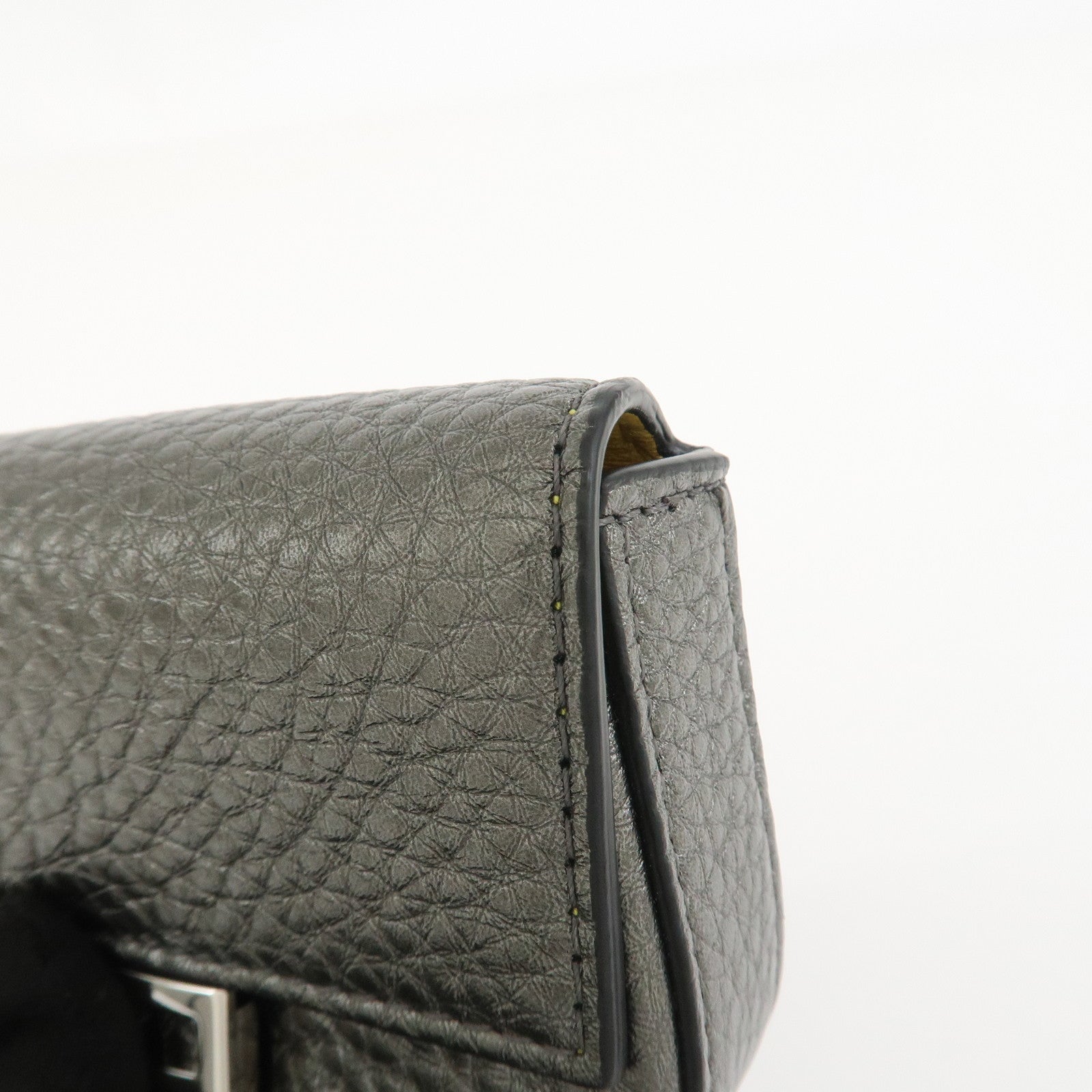 FENDI Nano Baguette Calf Leather Bag Charm Key Chain Silver 7AR809