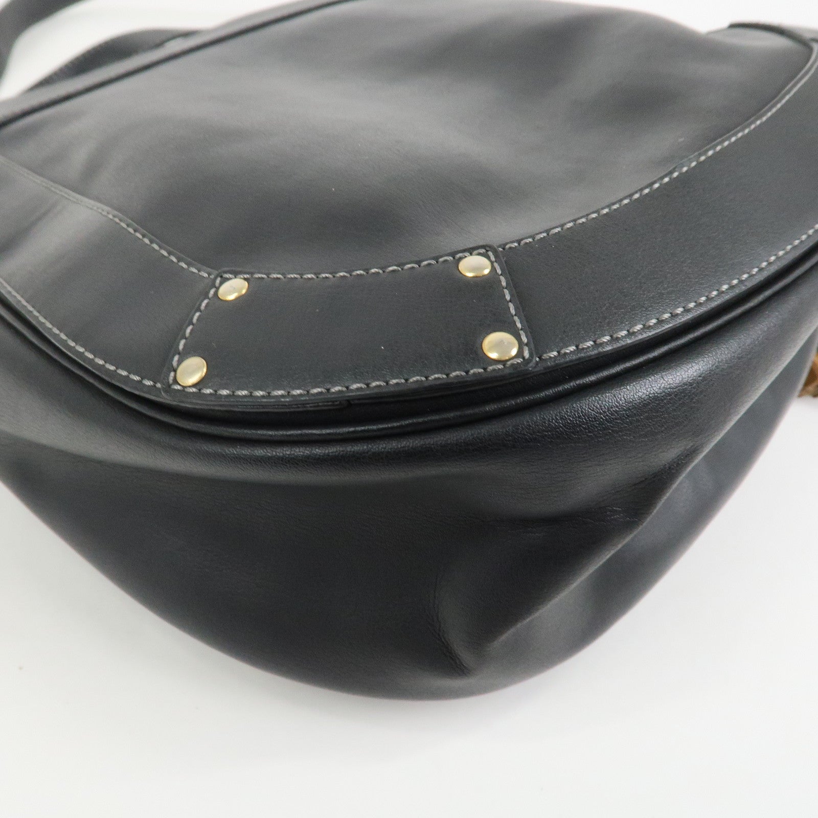 Chloe Eden Logo Leather Shoulder Bag Crossbody Bag Black Brown