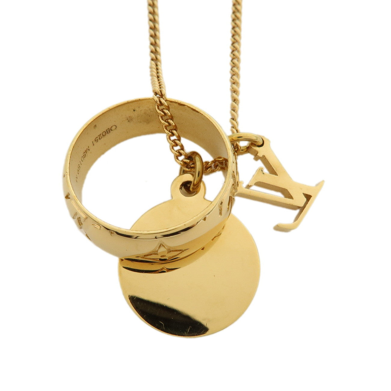 Louis Vuitton Monogram Ring Necklace M Gold M80189