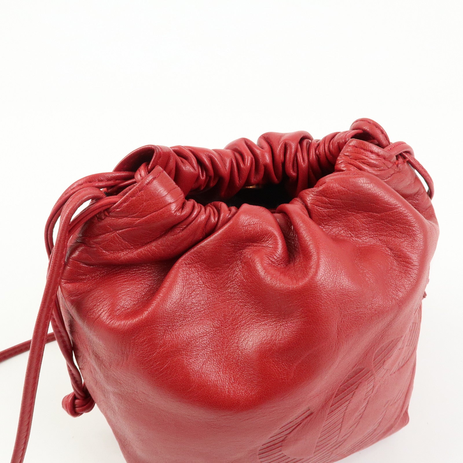 LOEWE Anagram Nappa Leather Shoulder Bag Crossbody Bag Red