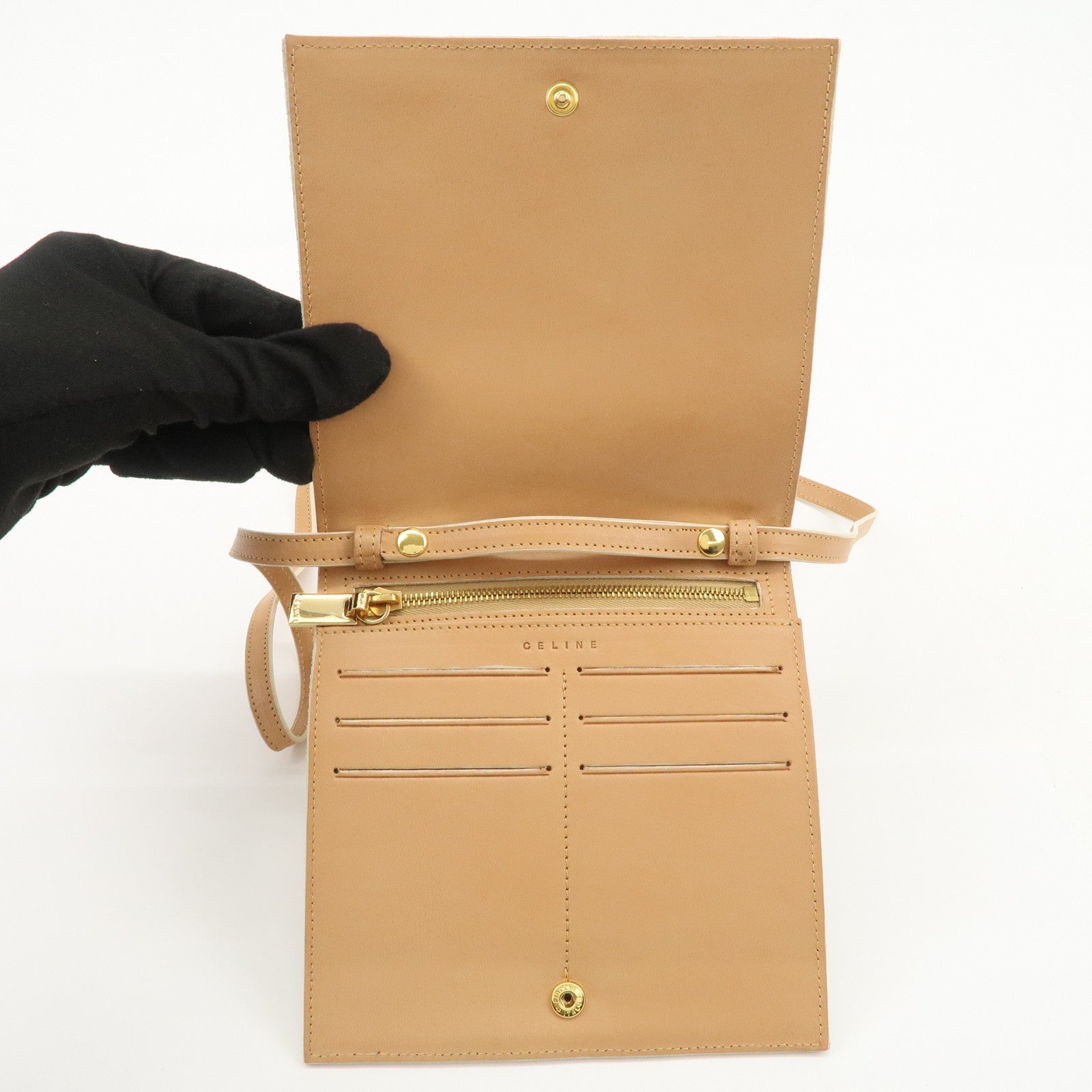 CELINE C Macadam Suede Shoulder Bag Crossbody Bag Ivory