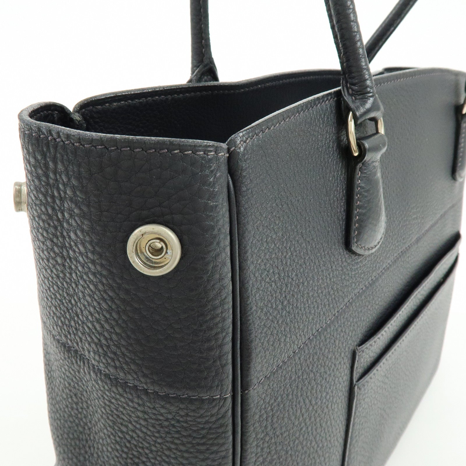 HERMES La Togo Leather Tote Bag Shoulder Bag Hand Bag Black