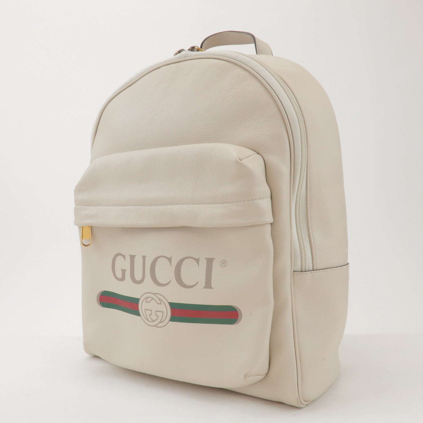 GUCCI Sherry Vintage Logo Leather Backpack Ivory 547834