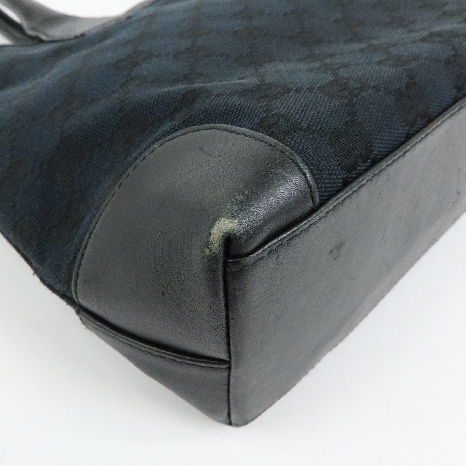 GUCCI GG Canvas Leather Tote Bag Shoulder Bag Black 002.1119