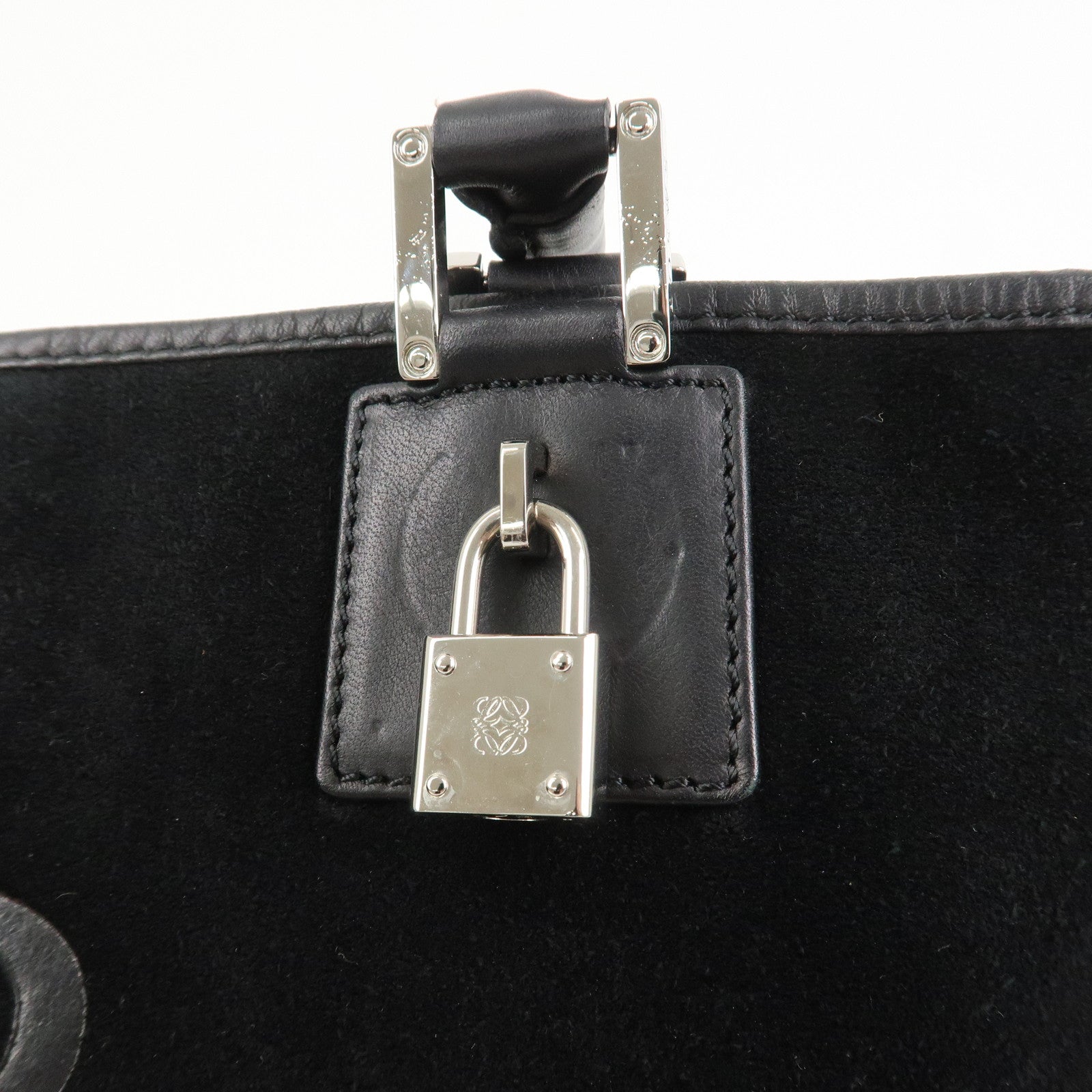 LOEWE Anagram Leather 2WAY Bag Shoulder Bag Hand Bag Black