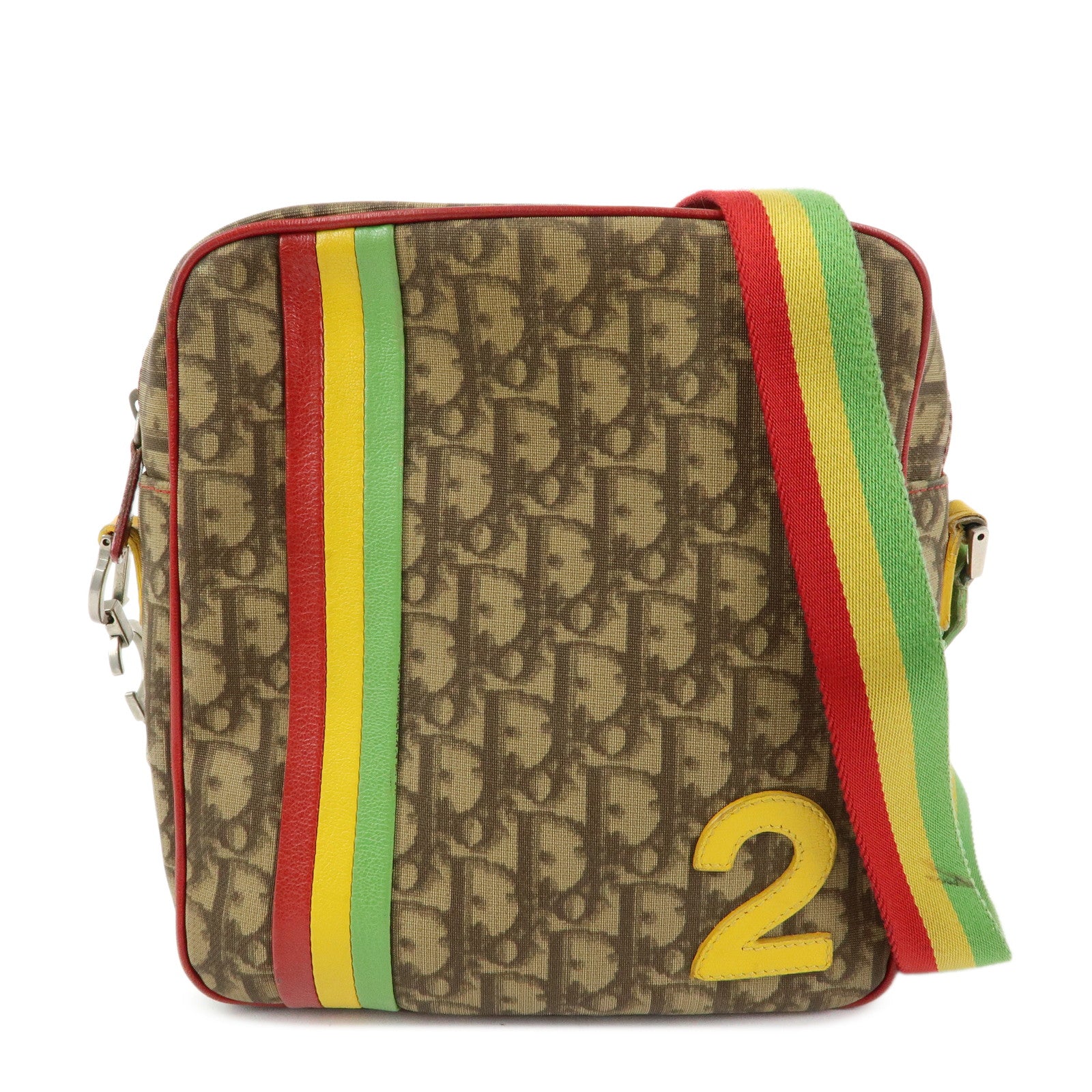 Christian Dior Rasta Trotter PVC Leather Shoulder Bag Brown