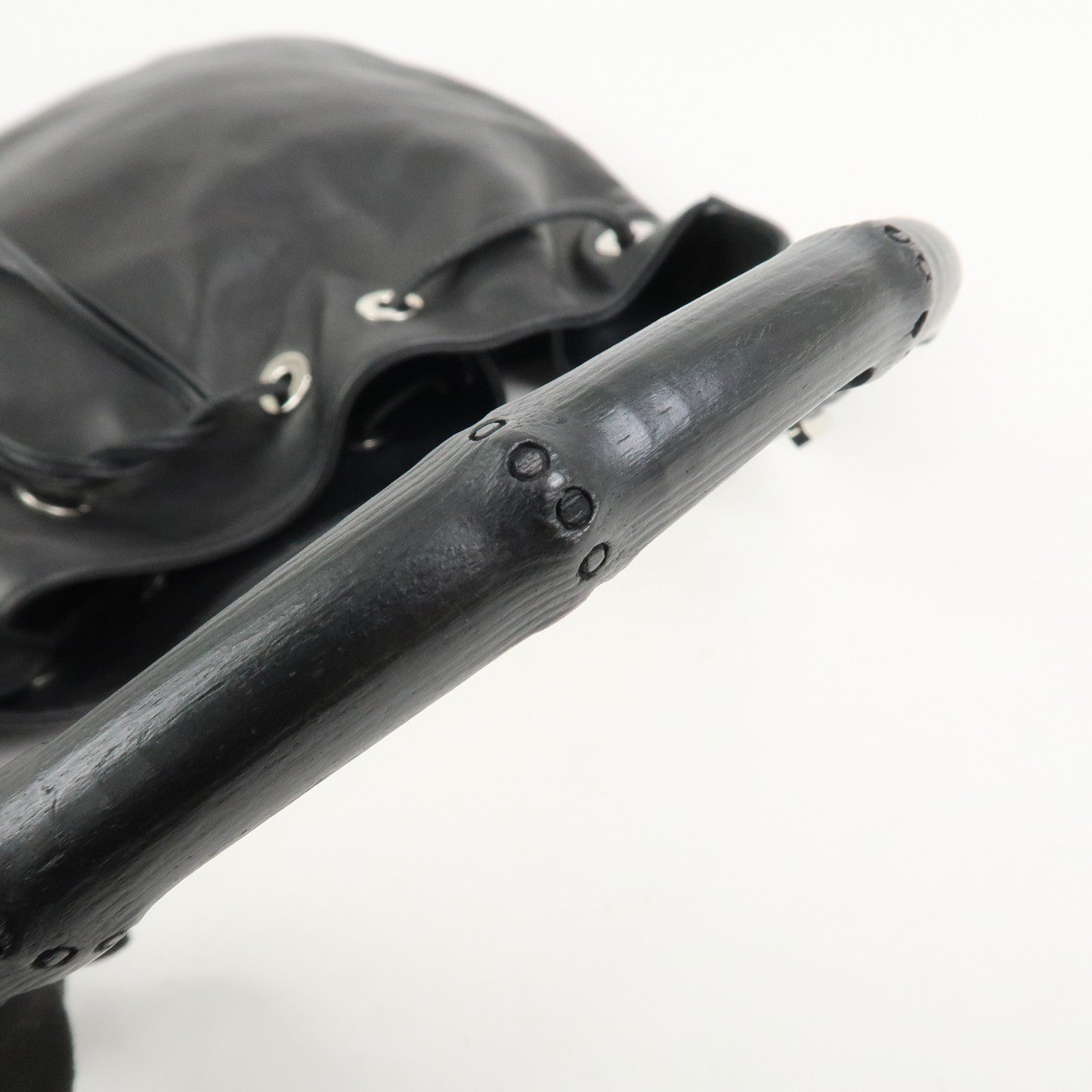 GUCCI Bamboo Leather Shoulder Bag Hand Bag Black 001・4033