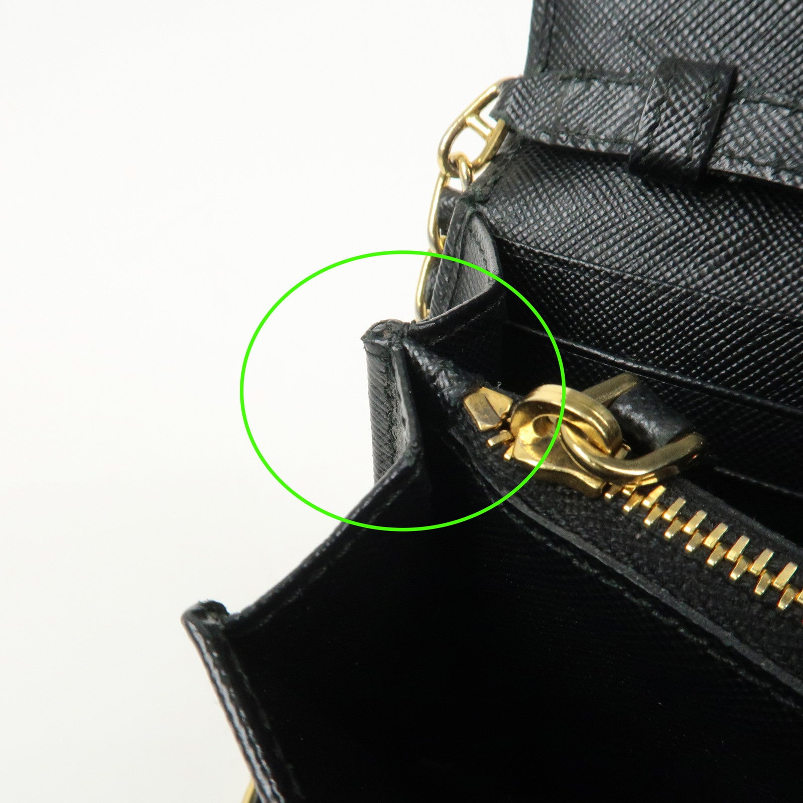 PRADA Logo Leather Chain Wallet WOC Shoulder Wallet Black 1MT290
