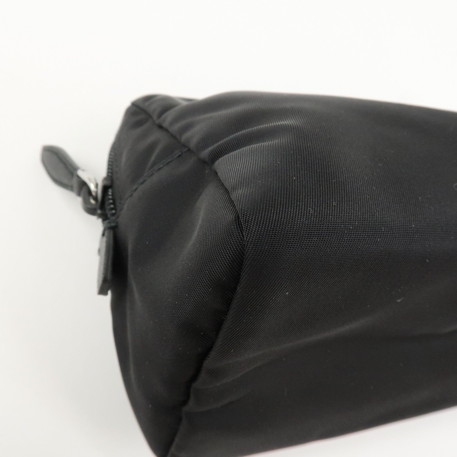 PRADA Logo Nylon Leather Pouch Cosmetic Pouch Black 1NE693