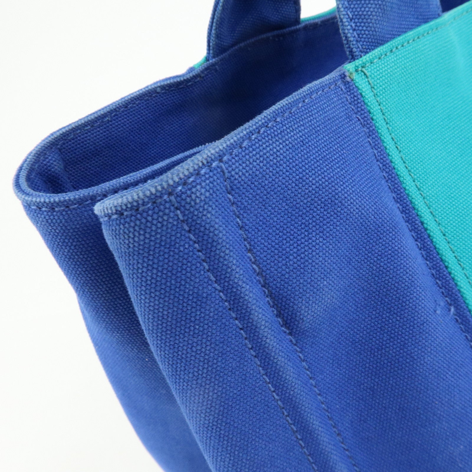 PRADA Triangle Logo Canapa Canvas 2Way Bag Tote Bag Blue BN2642