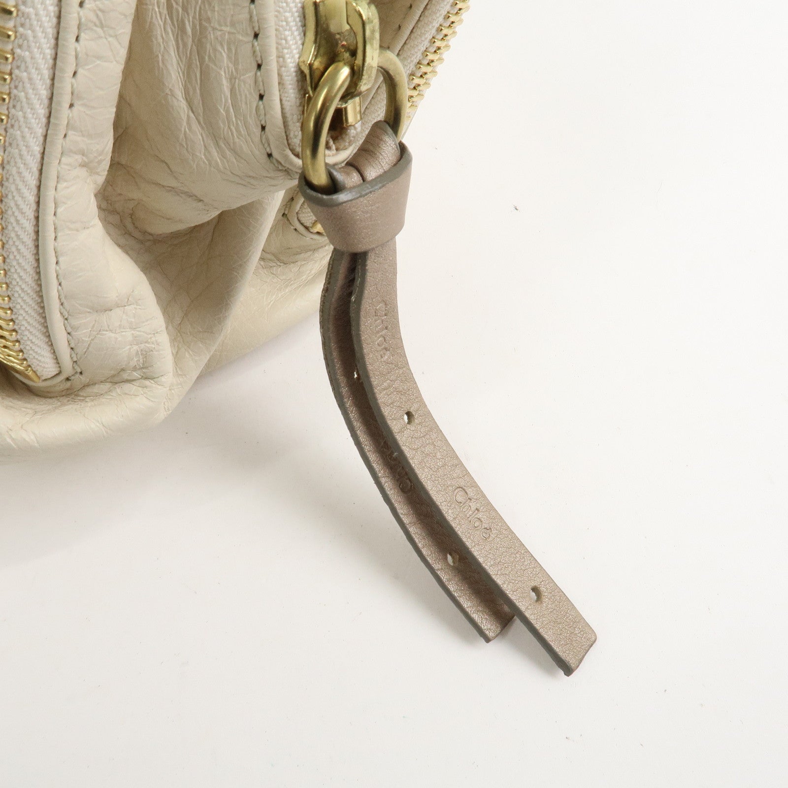 Chloe Bay Leather Hand Bag Shoulder Bag Ivory