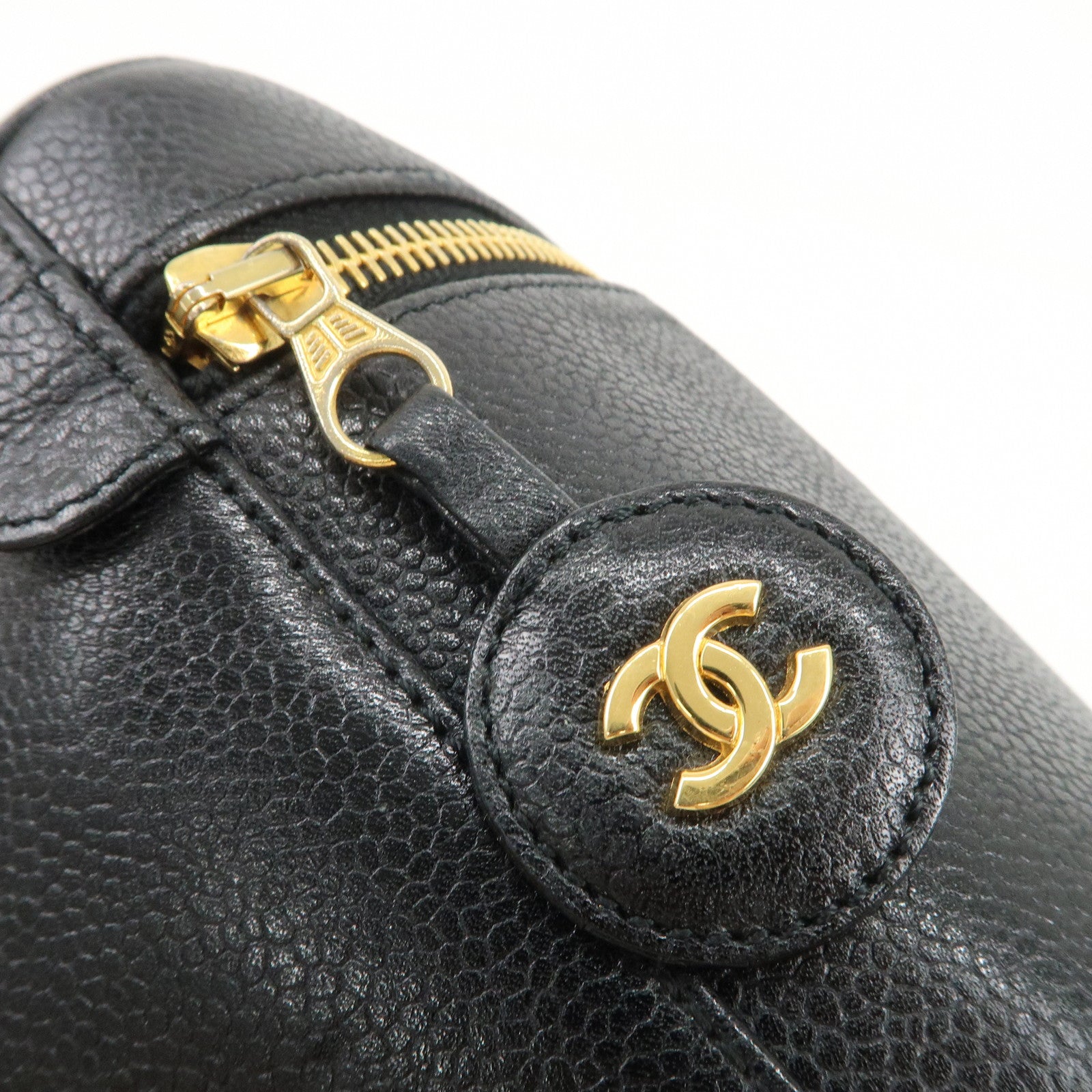 CHANEL COCO Mark Caviarskin Vanity Bag Hand Bag Black A01998