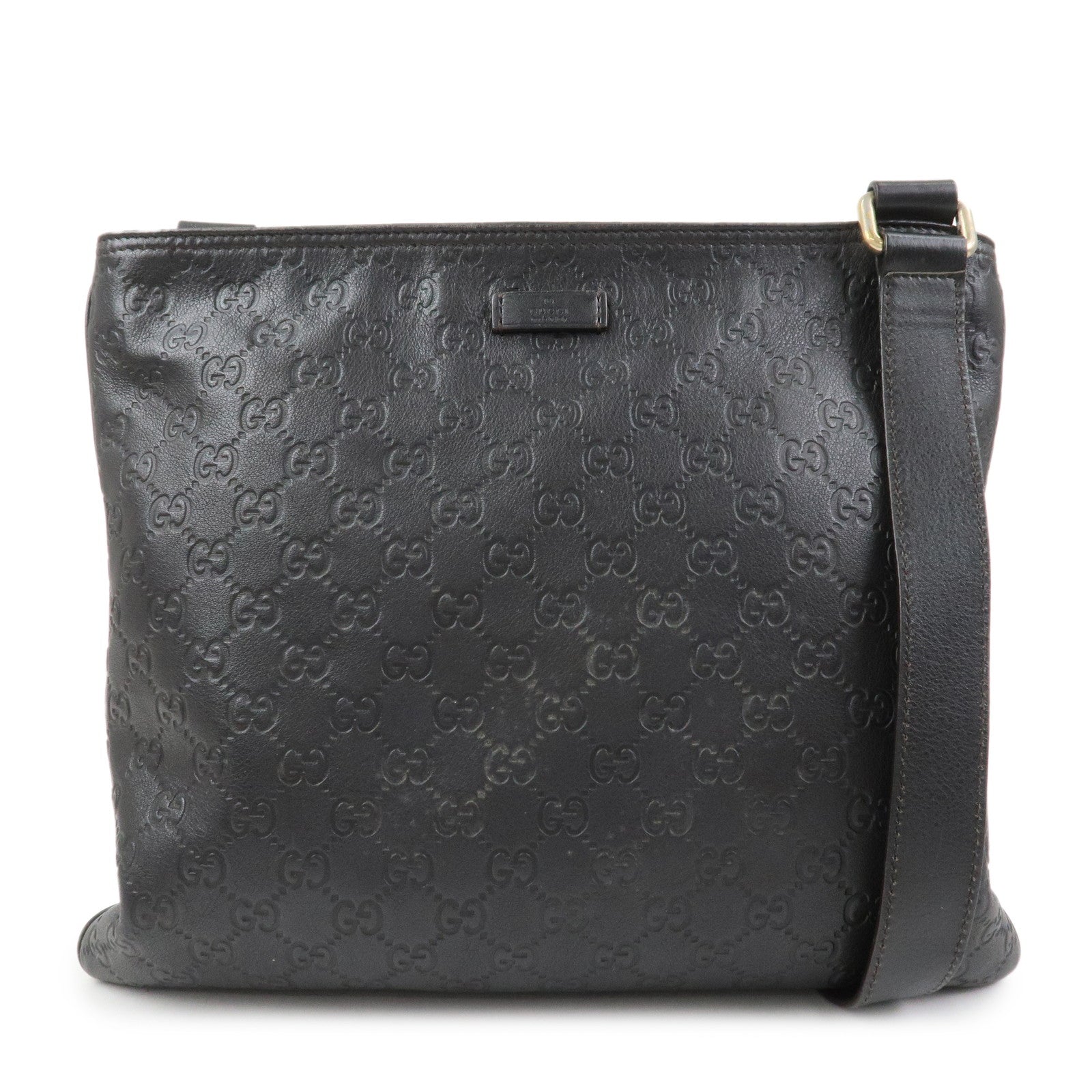 GUCCI Guccissima Leather Shoulder Bag Crossbody Bag Black 201446